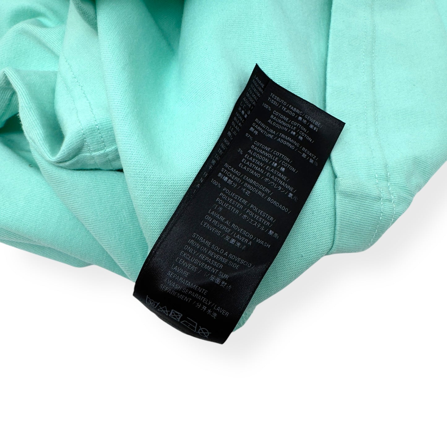 BALENCIAGA EMBROIDERED LOGO T-SHIRT TEAL BLUE XL