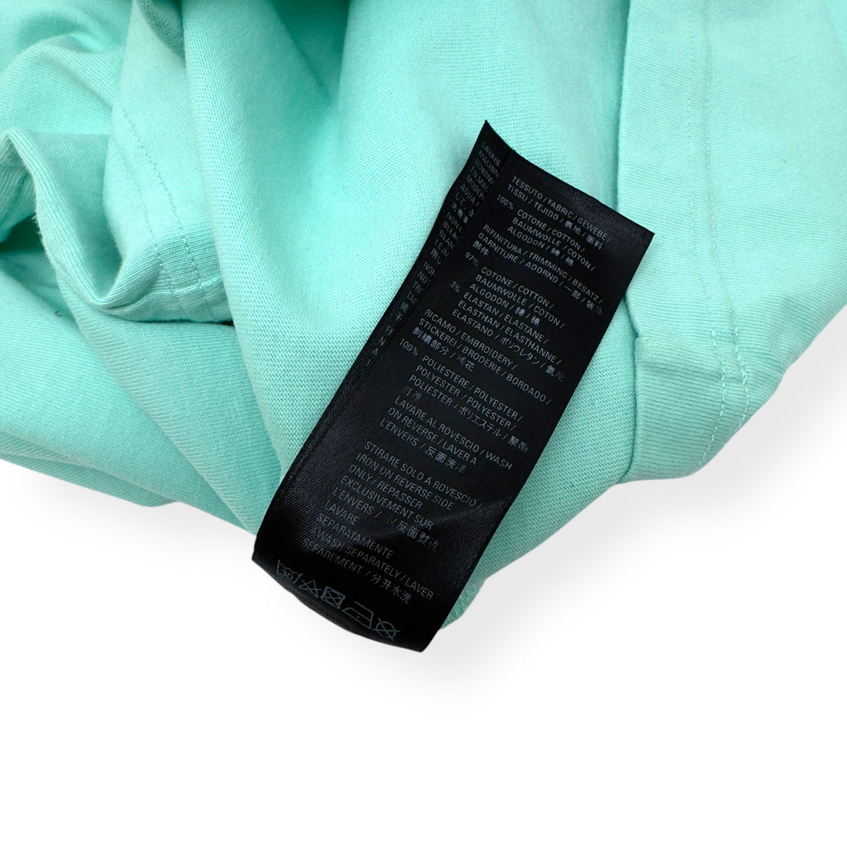BALENCIAGA EMBROIDERED LOGO T-SHIRT TEAL BLUE XL