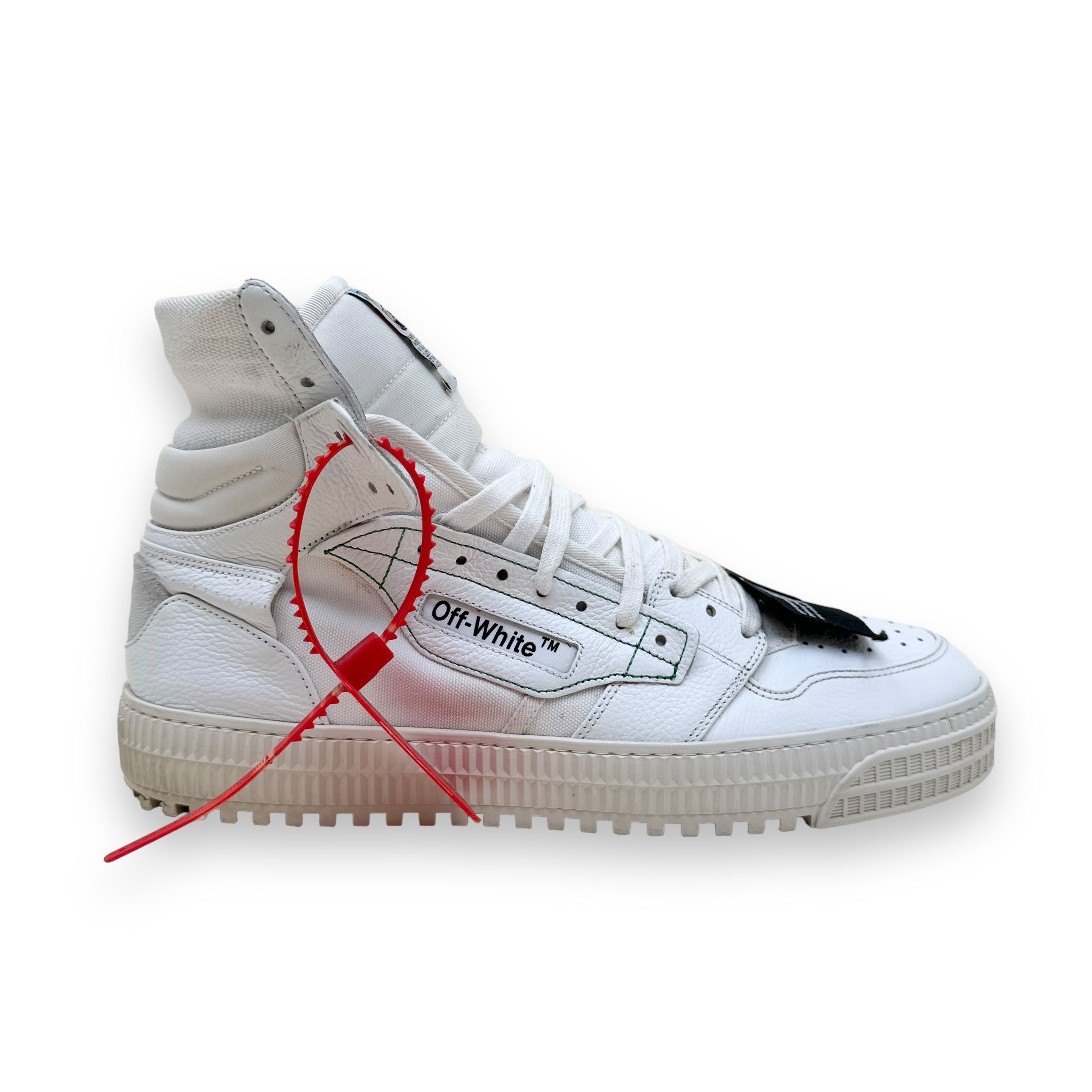 OFF-WHITE OFF-COURT LEATHER HIGH TOP SNEAKER WHITE UK9