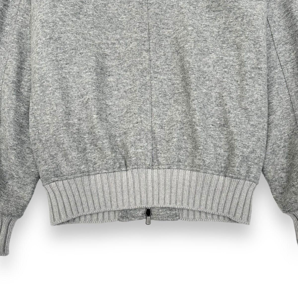 THOM SWEENEY CASHMERE BLEND BESPOKE ZIP-UP BOMBER JACKET GREY L