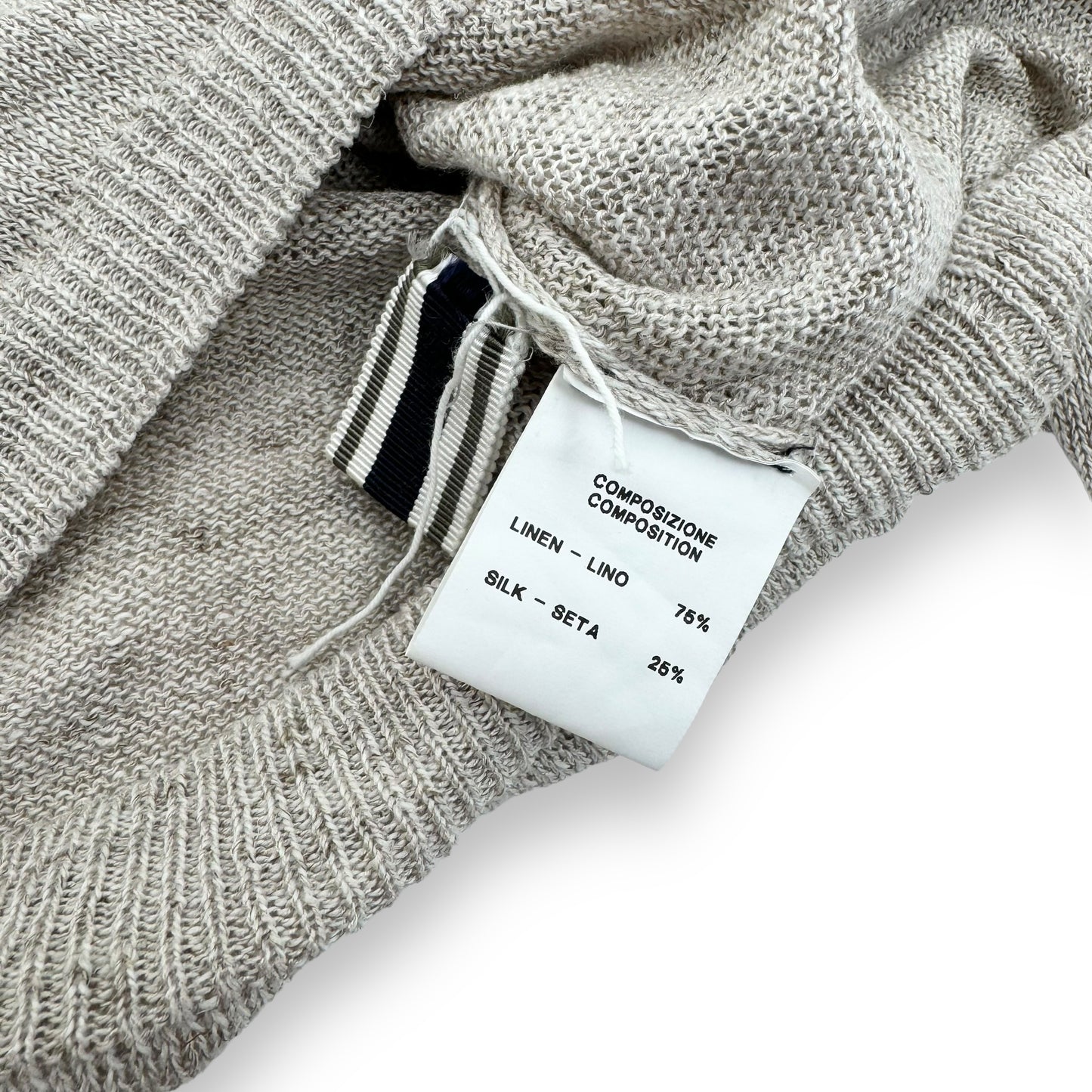 THOM SWEENEY LINEN / SILK HENLEY SWEATER BEIGE L
