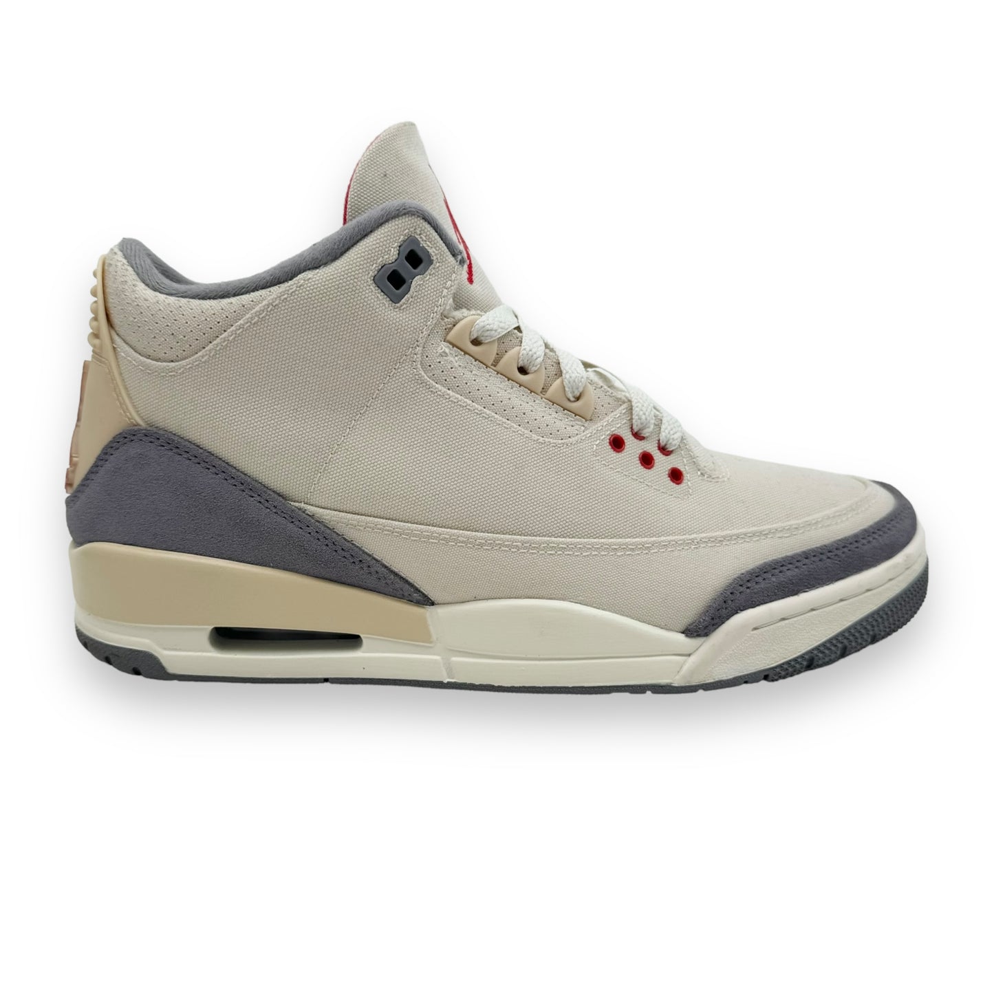 AIR JORDAN 3 RETRO SNEAKER 'MUSLIN' CREAM / RED UK8.5