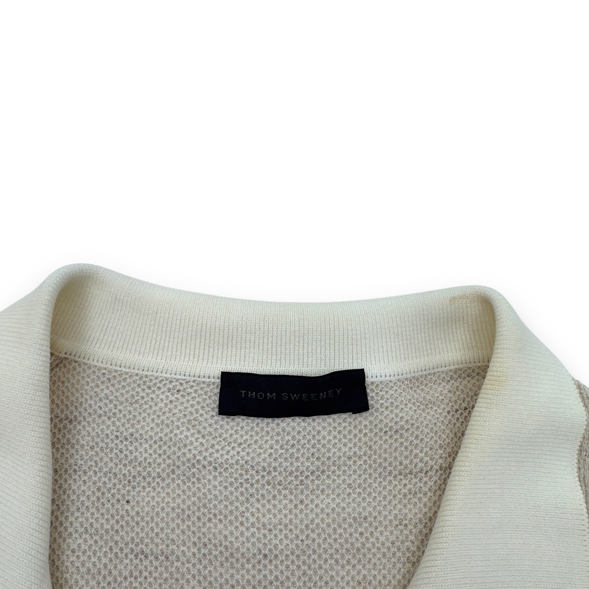 THOM SWEENEY LINEN SKIPPER POLO SHIRT SAND L