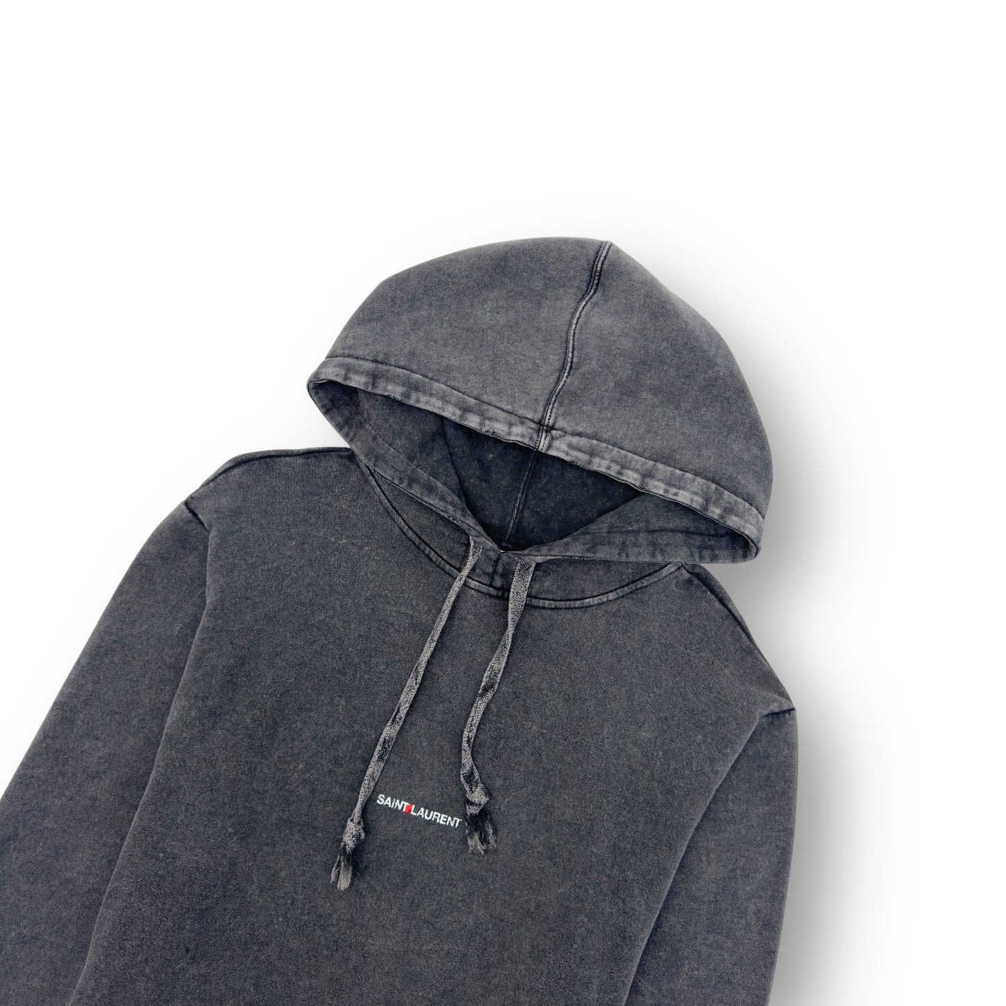 SAINT LAURENT ARCHIVE LOGO HOODIE WASHED GREY L