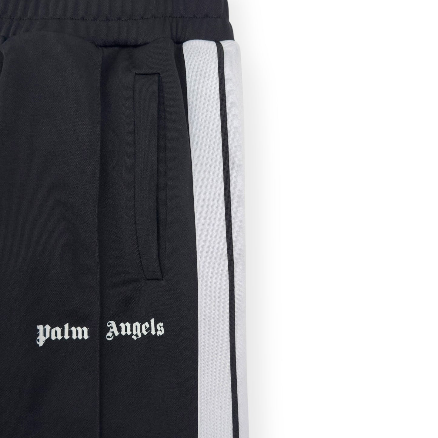PALM ANGELS WOMENS STRAIGHT LEG TARCK PANTS BLACK / WHITE XS