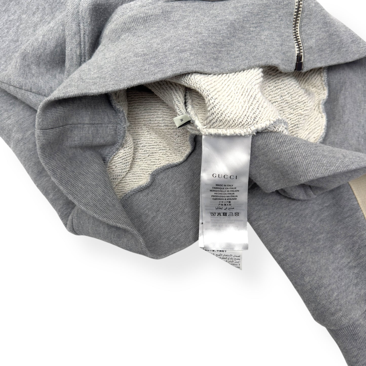 GUCCI TAPE LOGO HOODIE GREY / RED M