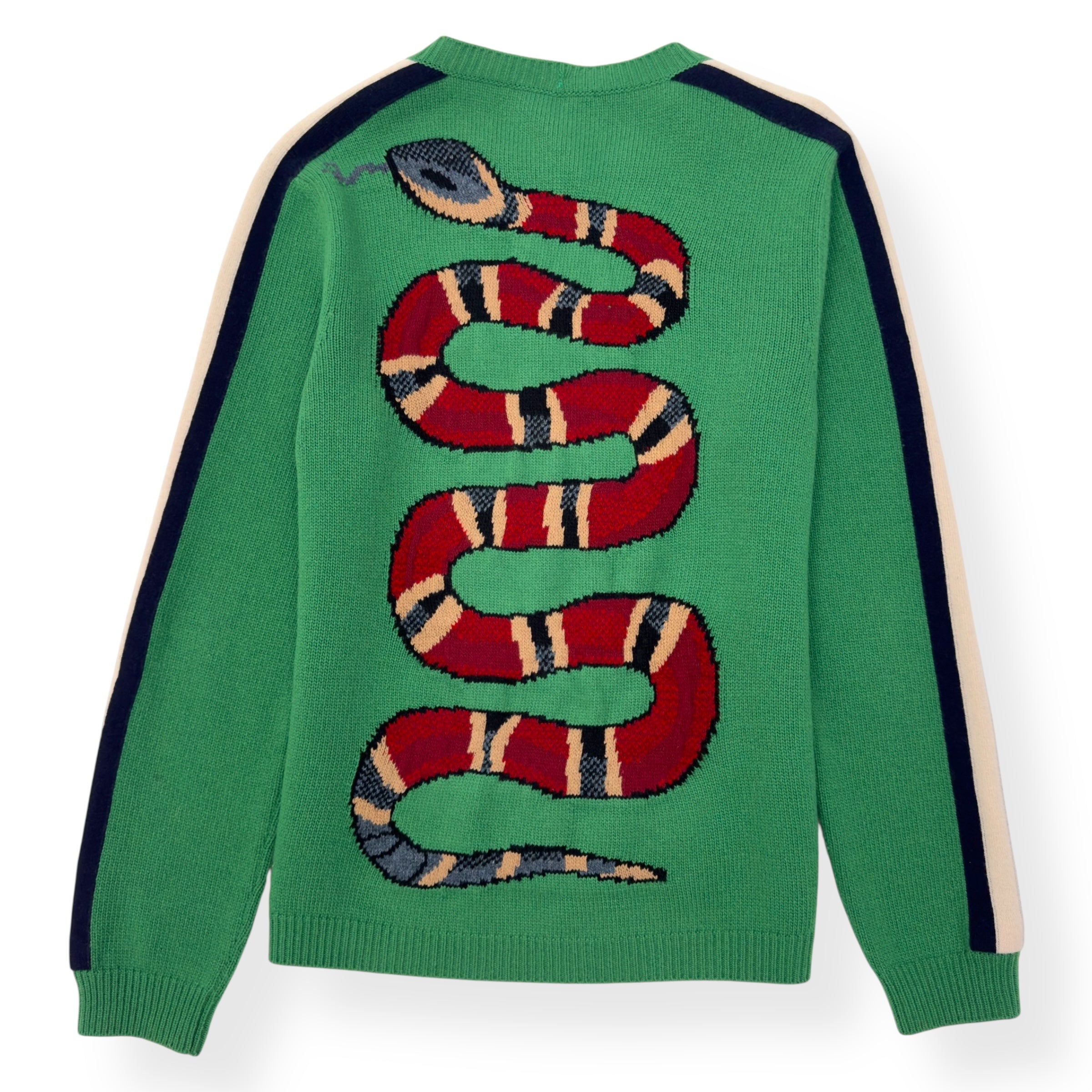 GUCCI ‘BLIND FOR LOVE’ SNAKE SWEATER GREEN / YELLOW / RED L