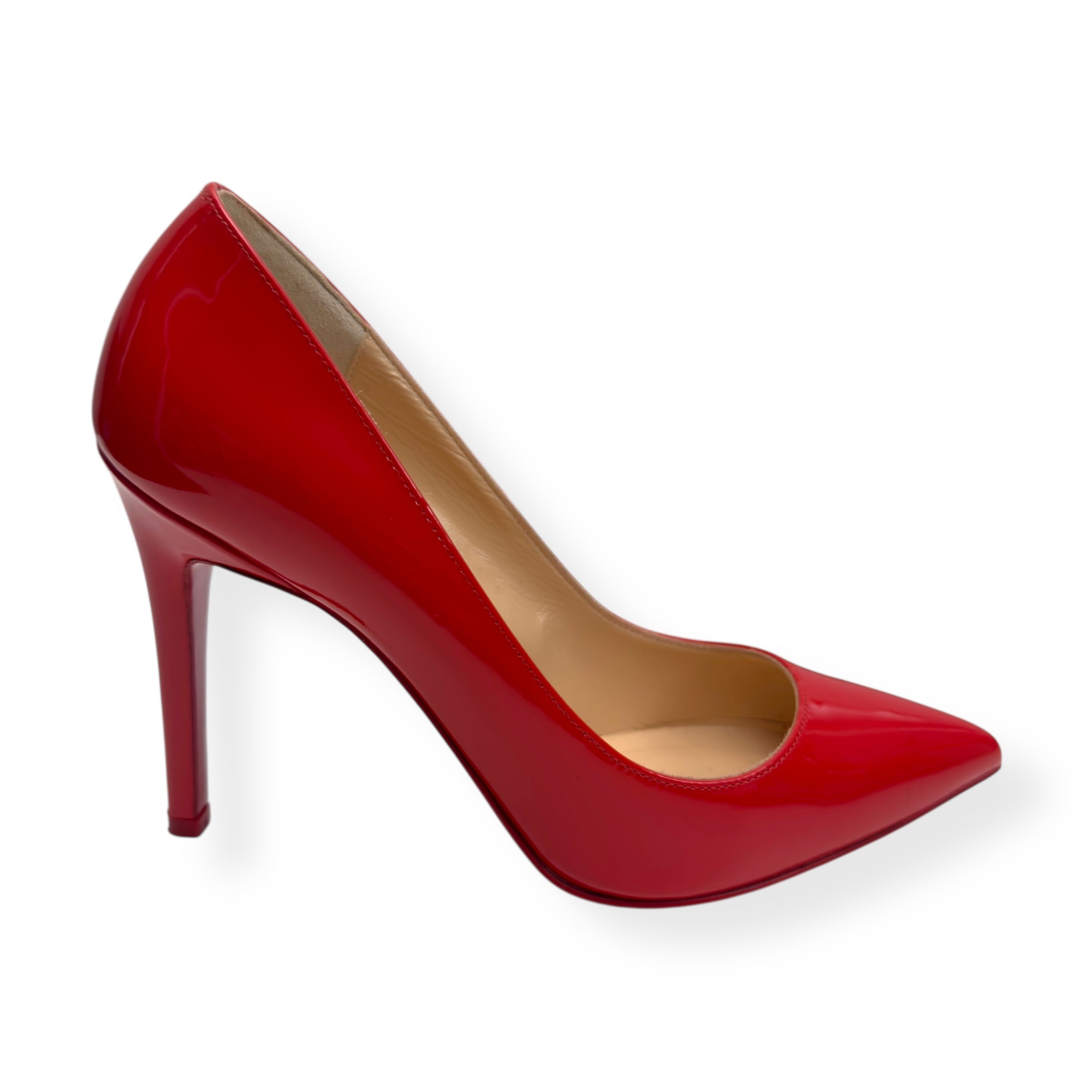 CHRISTIAN LOUBOUTIN PIGALLE 100MM PATENT LEATHER POINTED TOE PUMPS RED 36 / UK3