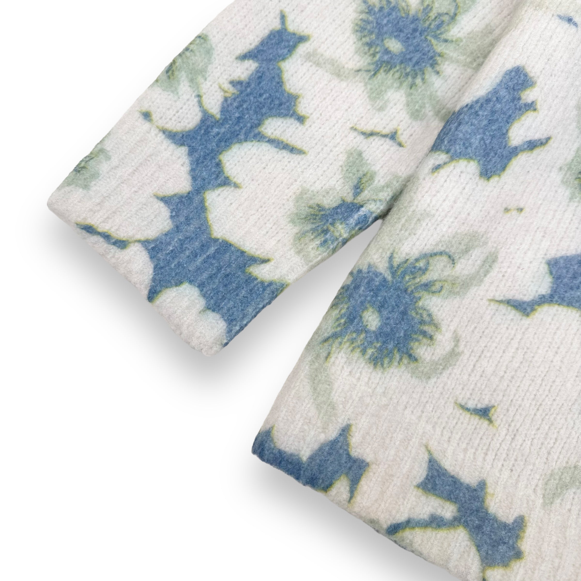 DRIES VAN NOTEN CREWNECK FLORAL CASHMERE-BLEND SWEATSHIRT BLUE XL