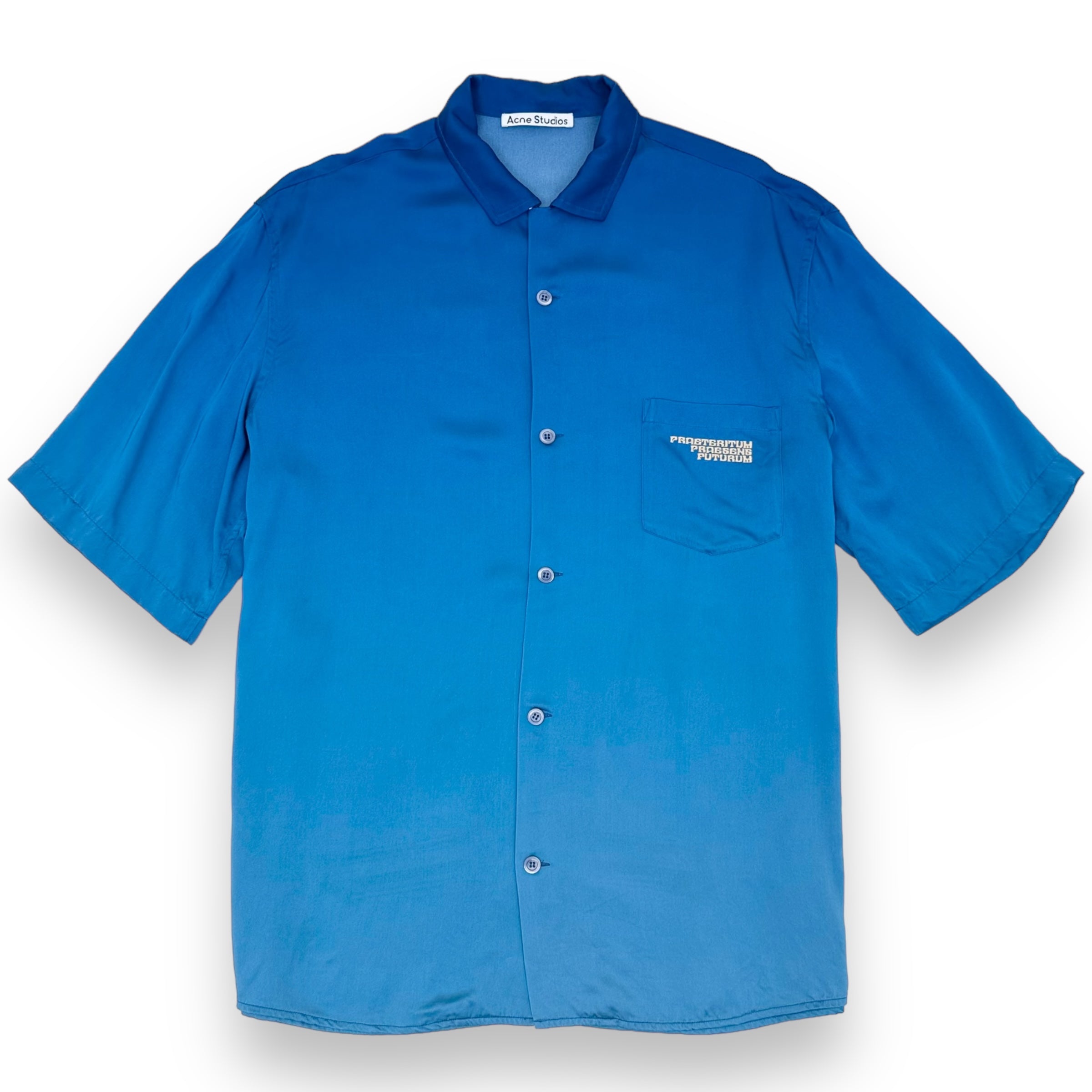 ACNE STUDIOS STATUE PRINT VISCOSE SHIRT BLUE L