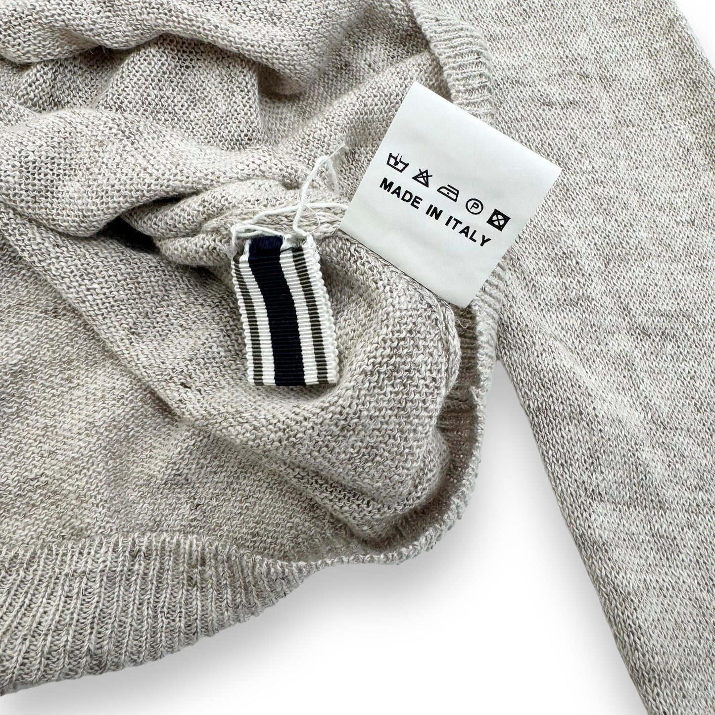 THOM SWEENEY LINEN / SILK HENLEY SWEATER BEIGE L