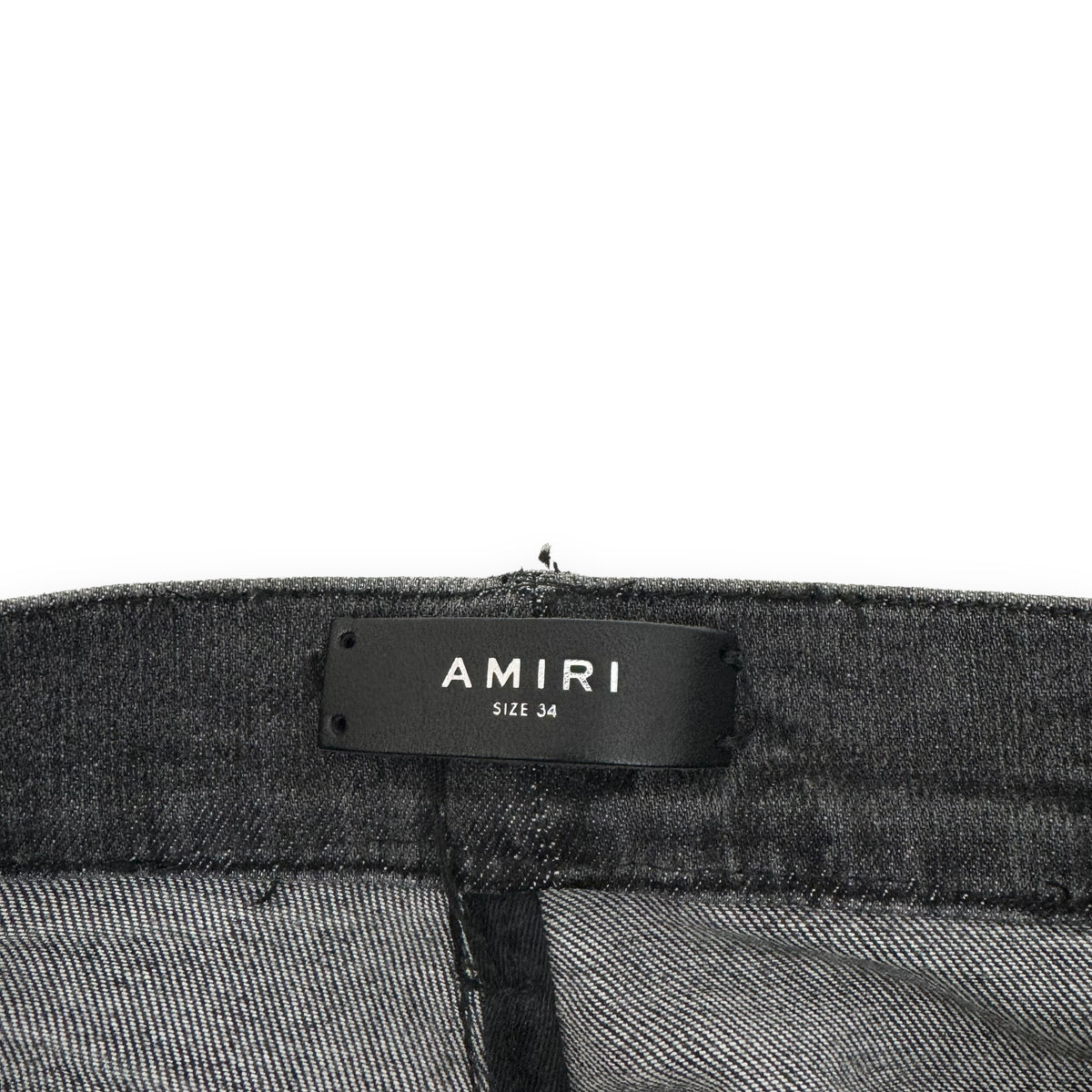 AMIRI SKINNY DISTRESSED STRETCH-DENIM JEANS DARK GREY 34W