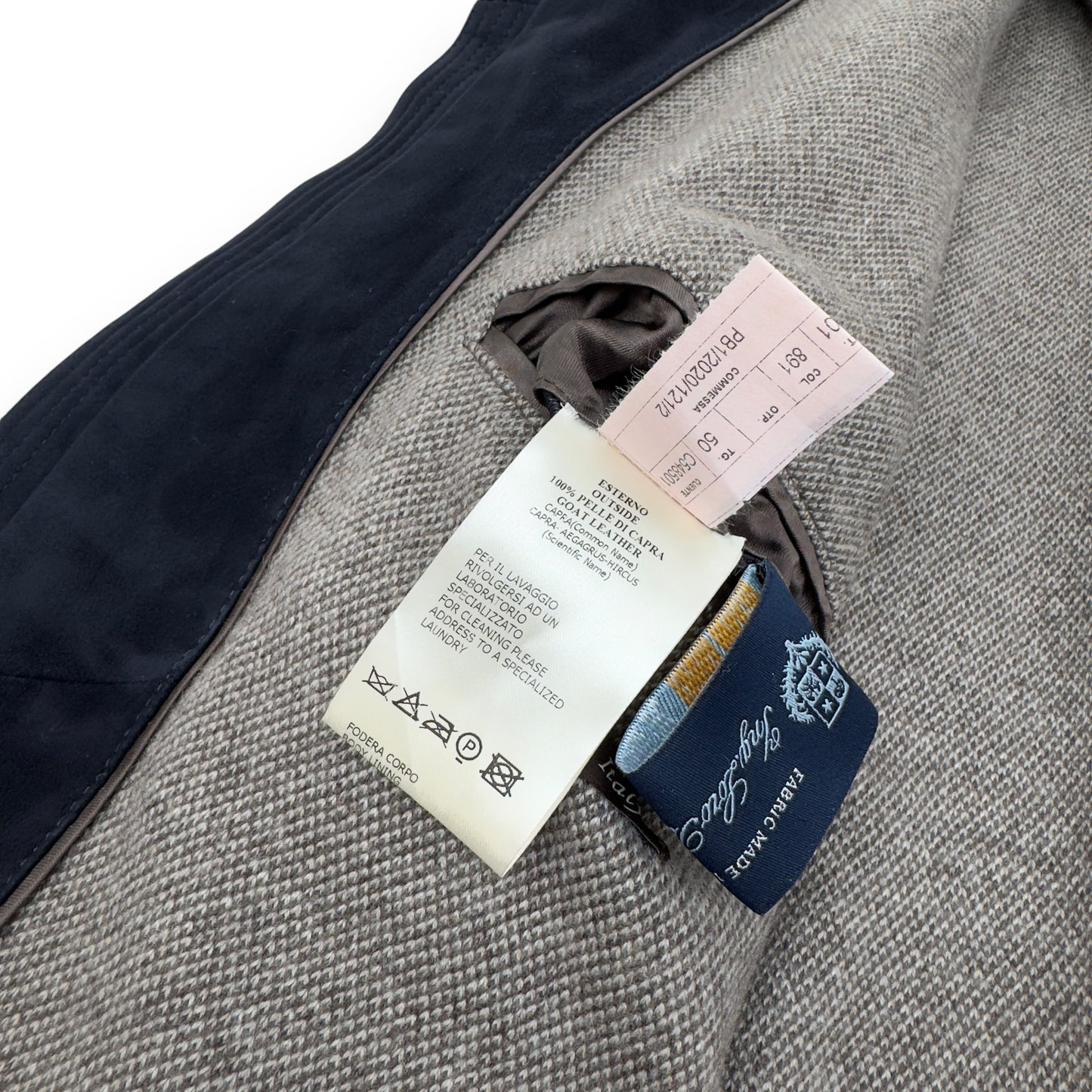 THOM SWEENEY BESPOKE SUEDE COLLARED BOMBER JACKET NAVY M