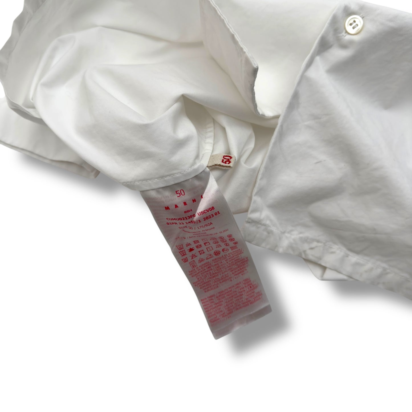 MARNI LOGO-PRINT COTTON SHIRT LILY WHITE 50 / L