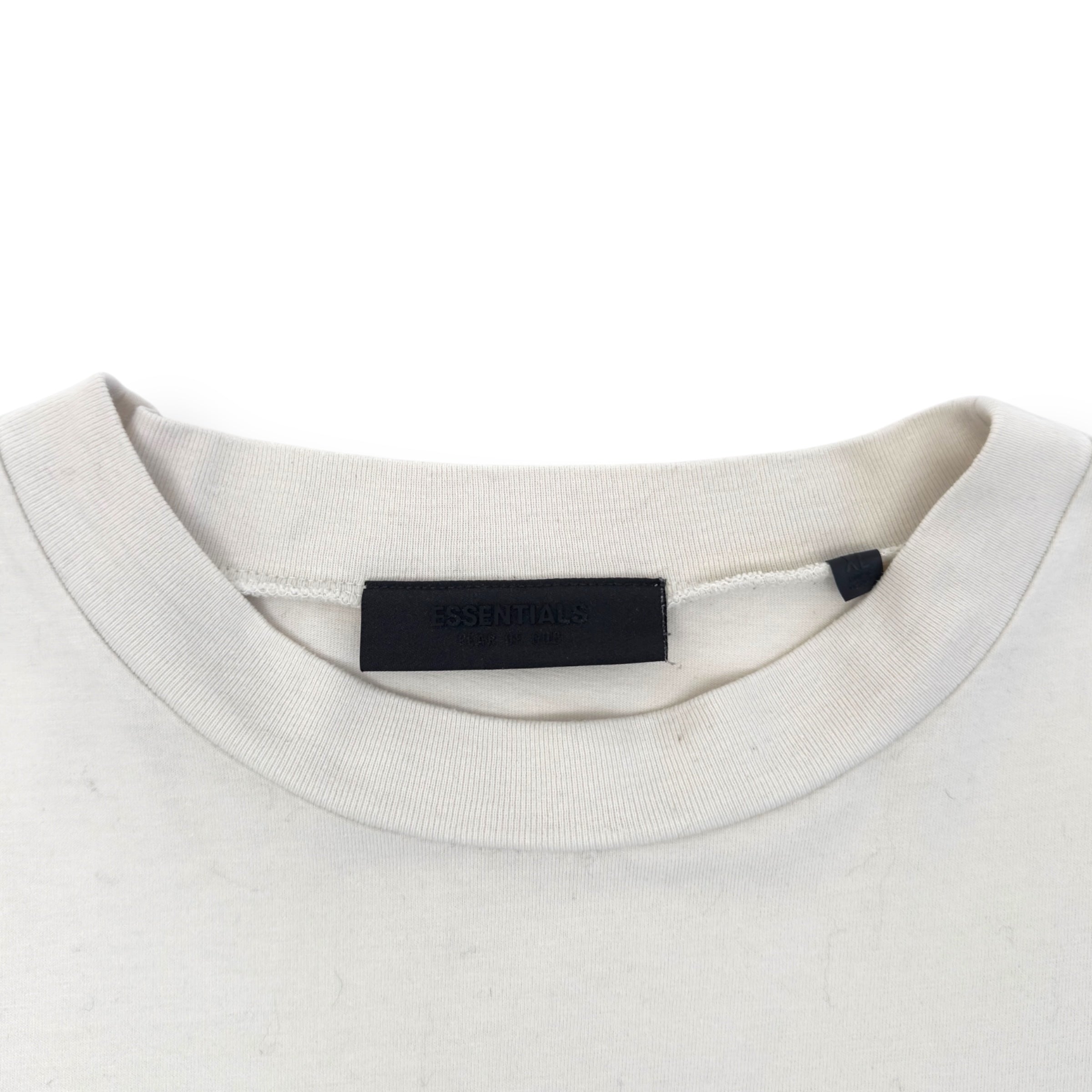FEAR OF GOD ESSENTIALS OVERSIZED CREWNECK T-SHIRT CREAM / PURPLE XL