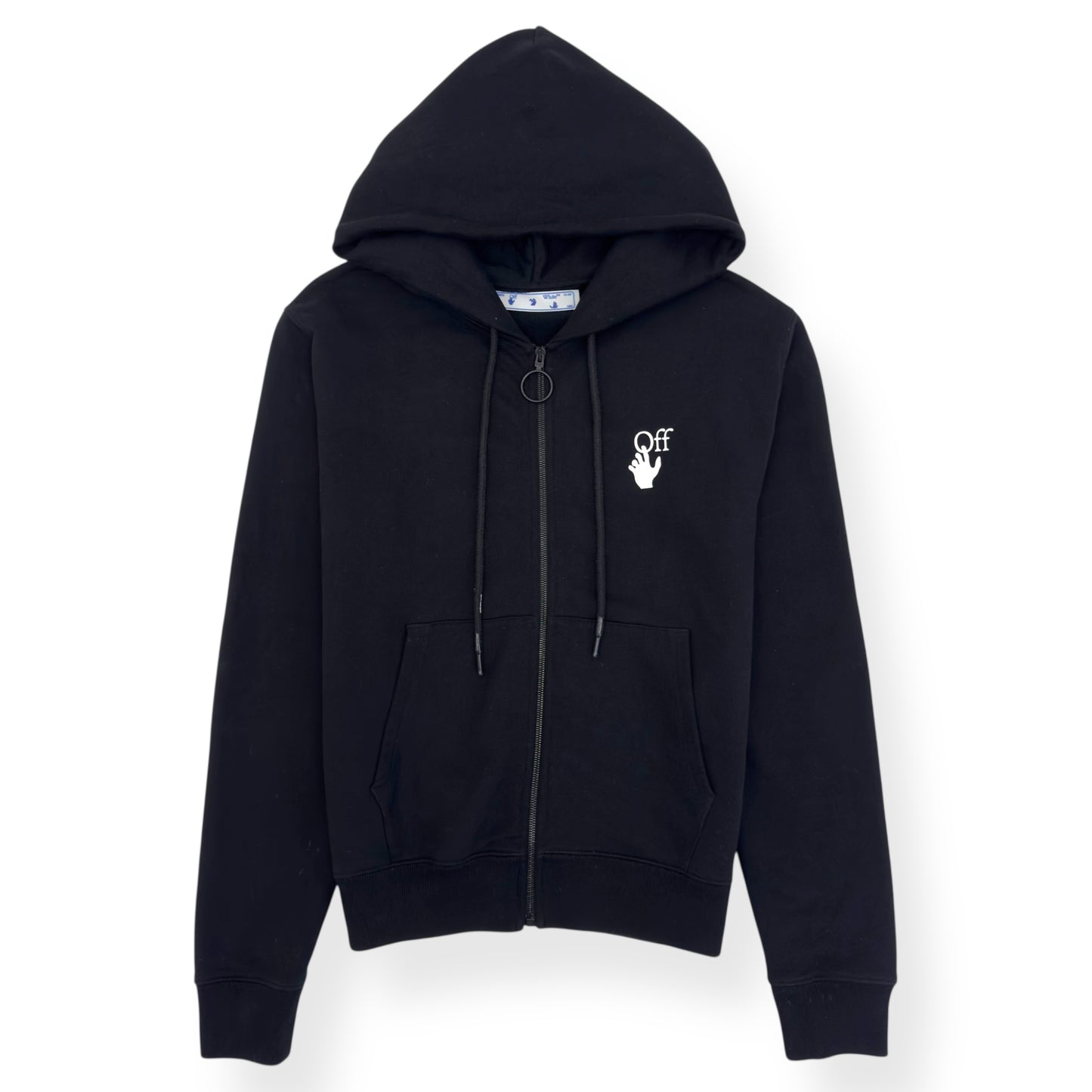 OFF-WHITE ZIP UP CUT HERE HOODIE BLACK / WHITE M