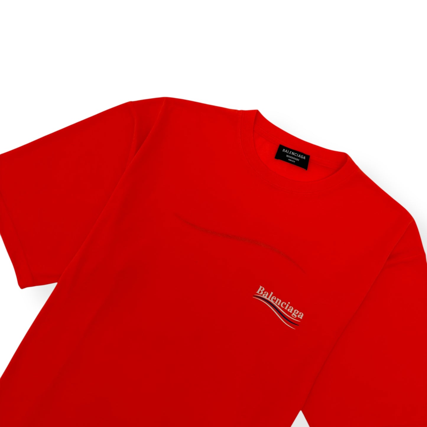 BALENCIAGA POLITICAL LOGO COTTON T-SHIRT ORANGE L