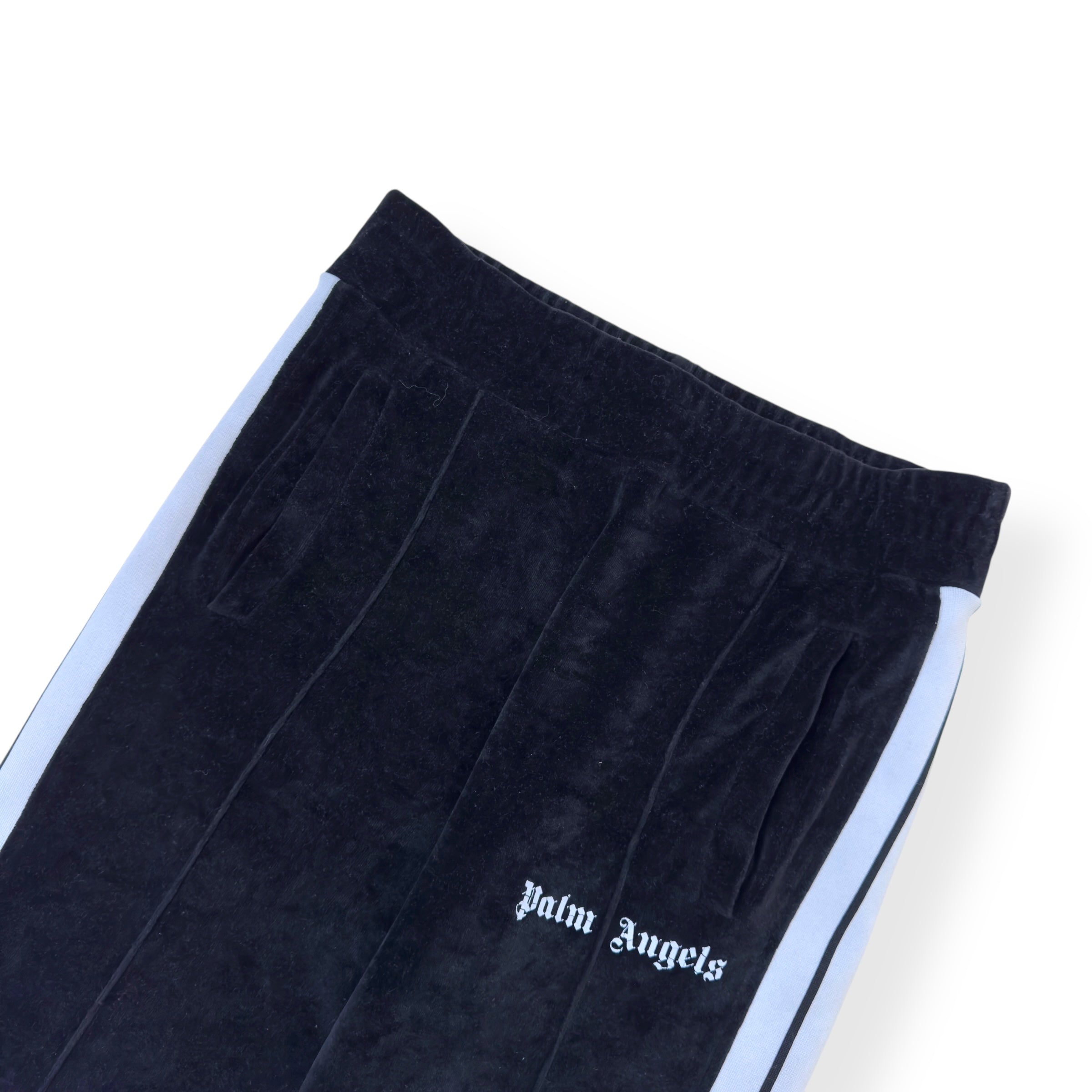 PALM ANGELS VELOUR TRACK PANTS BLACK / WHITE M