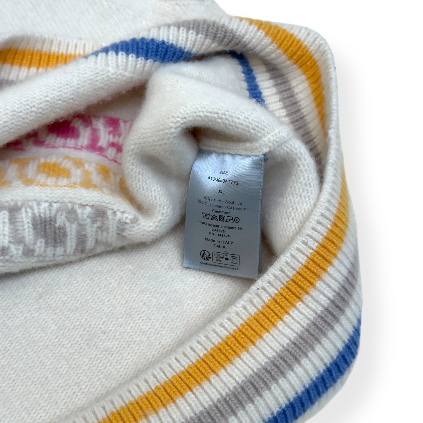 DIOR LOGO-KNIT WOOL VEST CREAM / MULTICOLOURED XL