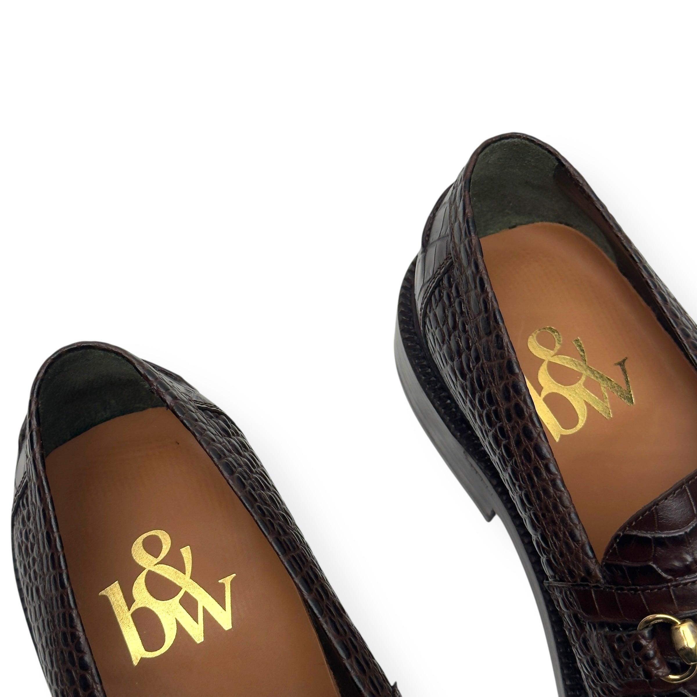 BLACKSTOCK & WEBER THE MASON HORSE BIT LOAFER WALNUT CROC US6 / UK5