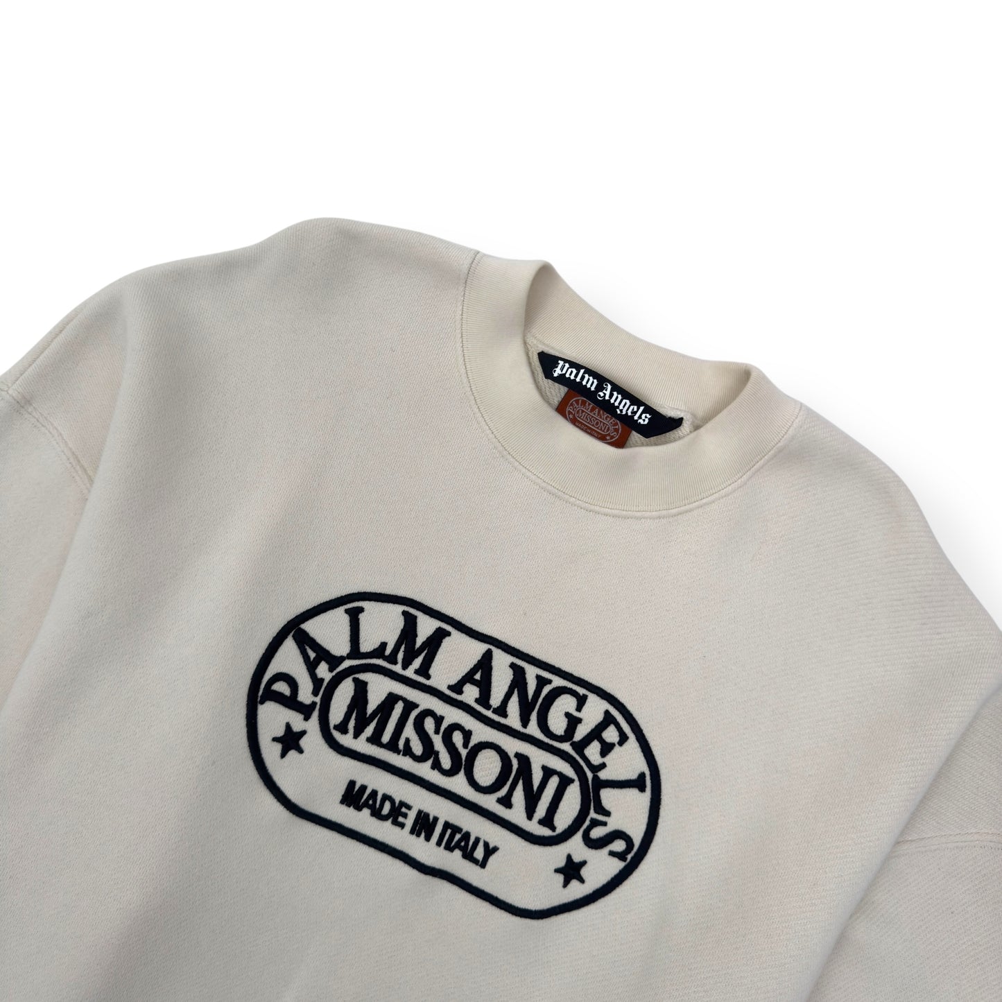 PALM ANGELS X MISSONI HERITAGE CREW SWEATSHIRT CREAM M