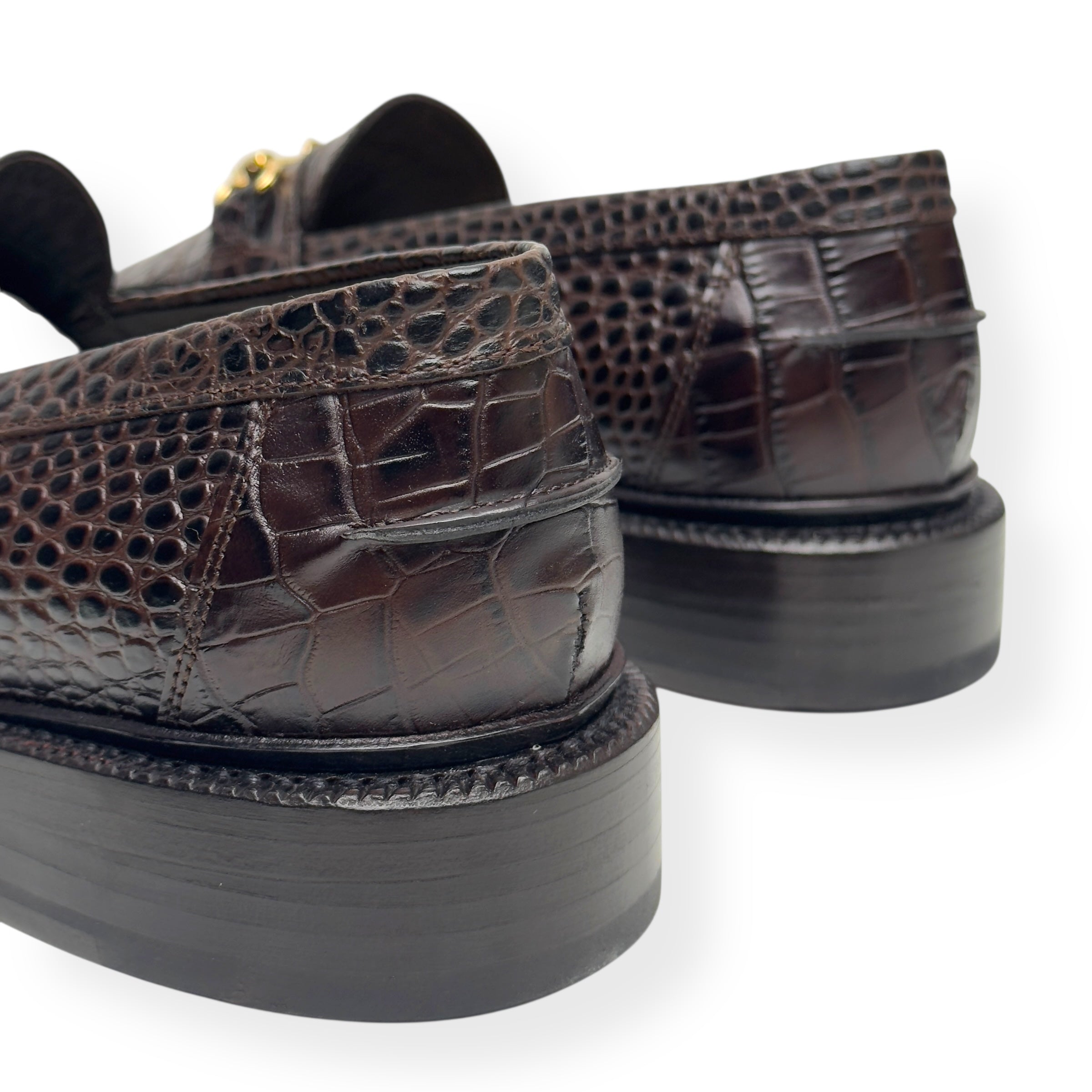 BLACKSTOCK & WEBER THE MASON HORSE BIT LOAFER WALNUT CROC US6 / UK5