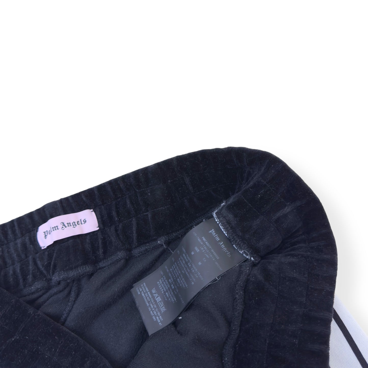 PALM ANGELS VELOUR TRACK PANTS BLACK / WHITE M