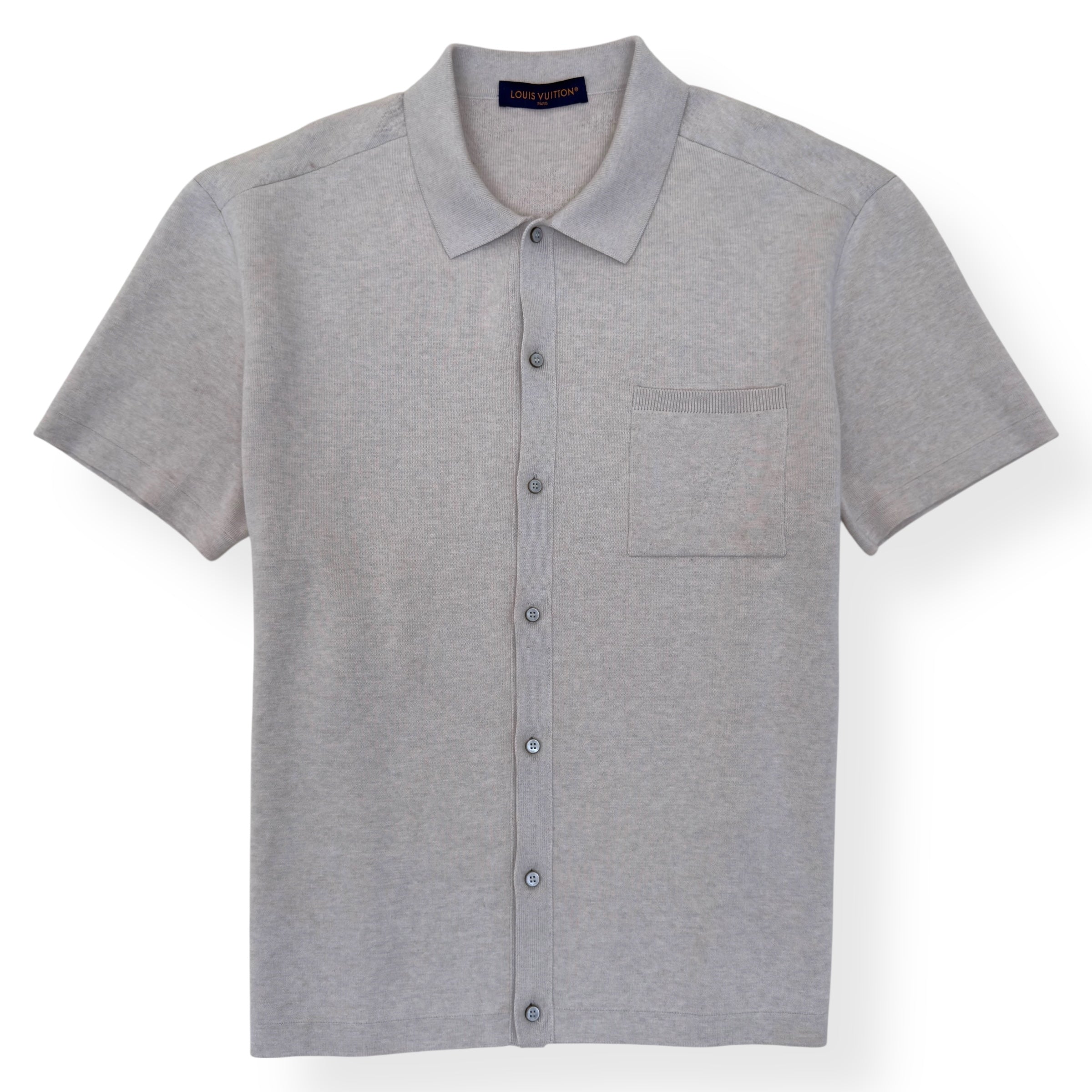 LOUIS VUITTON EMBOSSED LOGO SHORT-SLEEVE KNIT SHIRT CREAM XXL