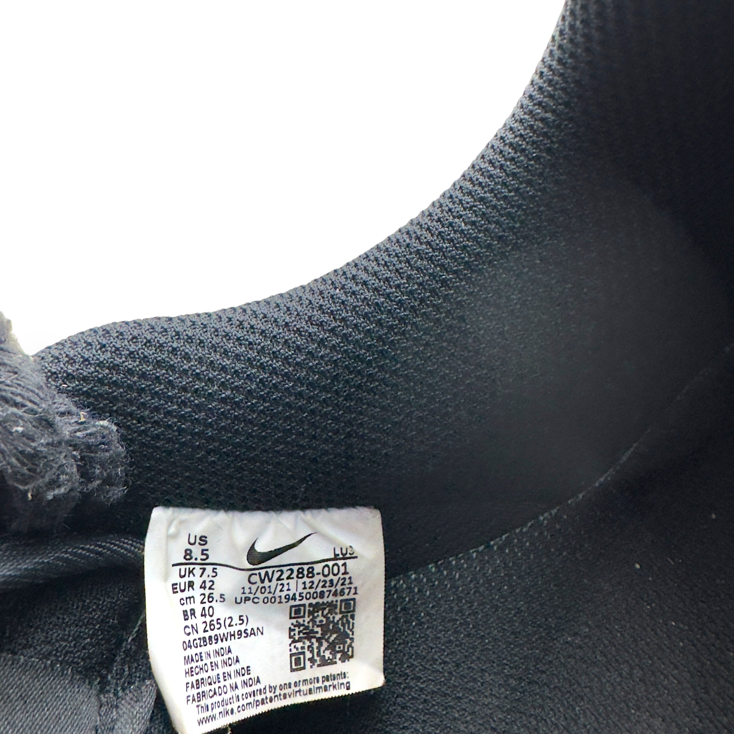NIKE AIR FORCE 1 ROPE LACE SNEAKER BLACK UK7.5