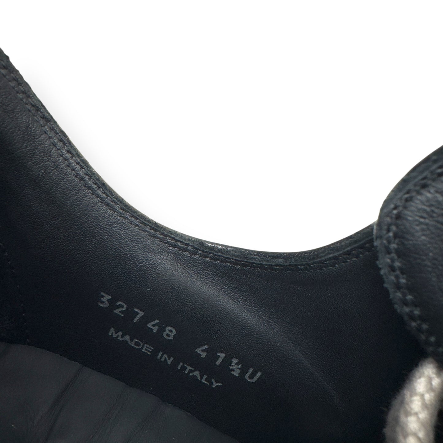 RICK OWENS JUMBO LACE LEATHER SNEAKER BLACK / MILK 41.5 / UK7.5