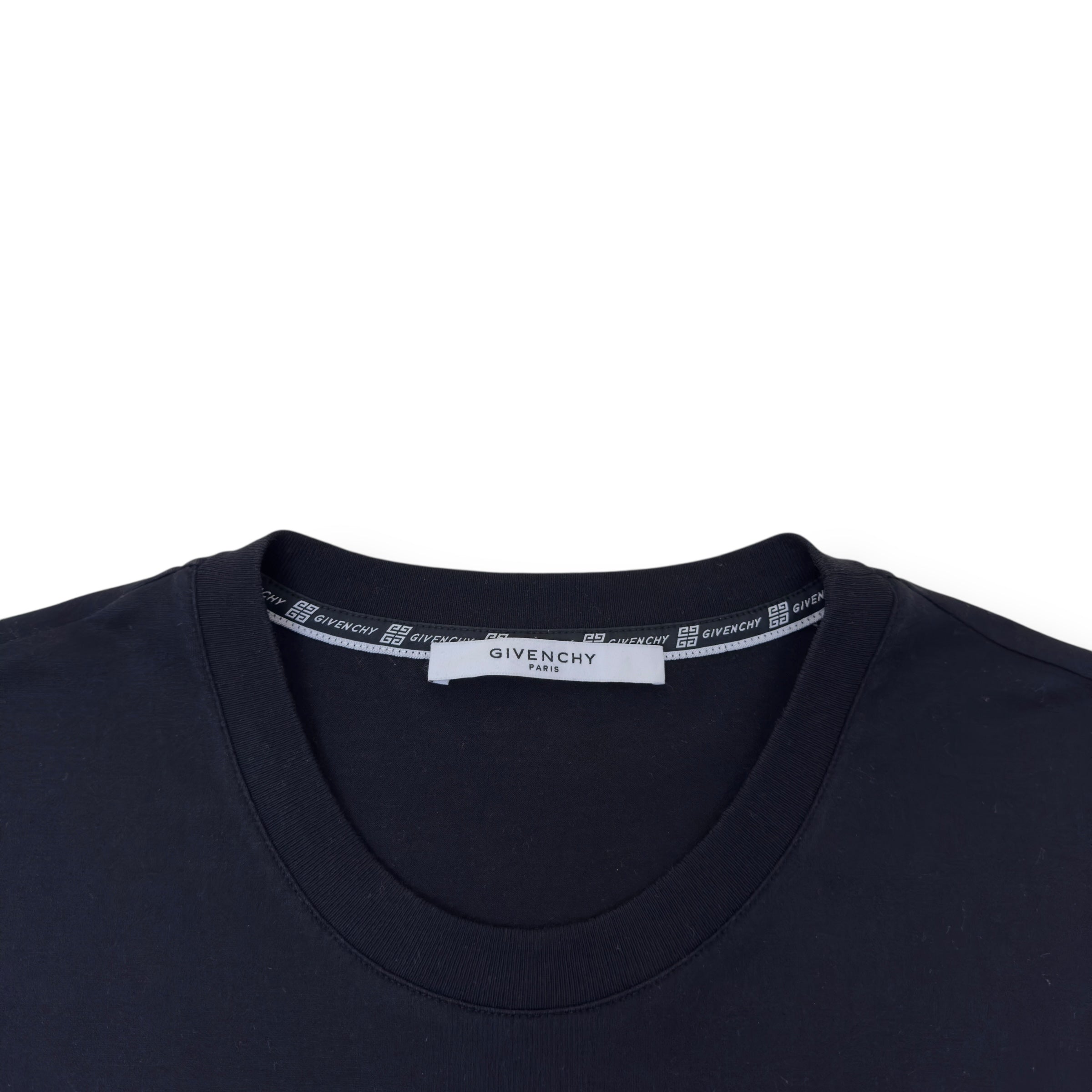 GIVENCHY DISTRESSED LOGO COTTON CREW-NECK T-SHIRT BLACK / WHITE XXL
