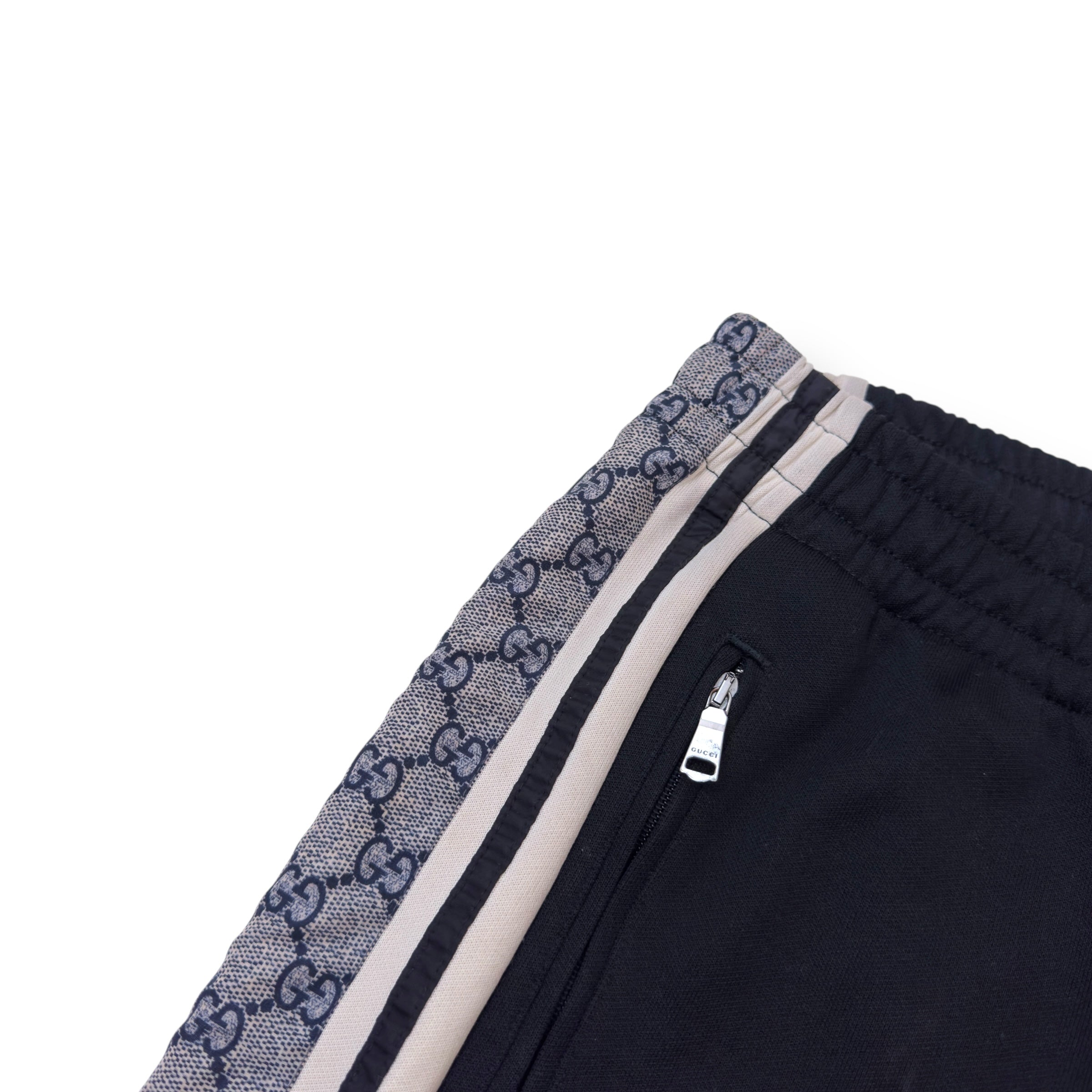 GUCCI TECHNICAL JERSEY TRACK PANTS BLACK / GREY M