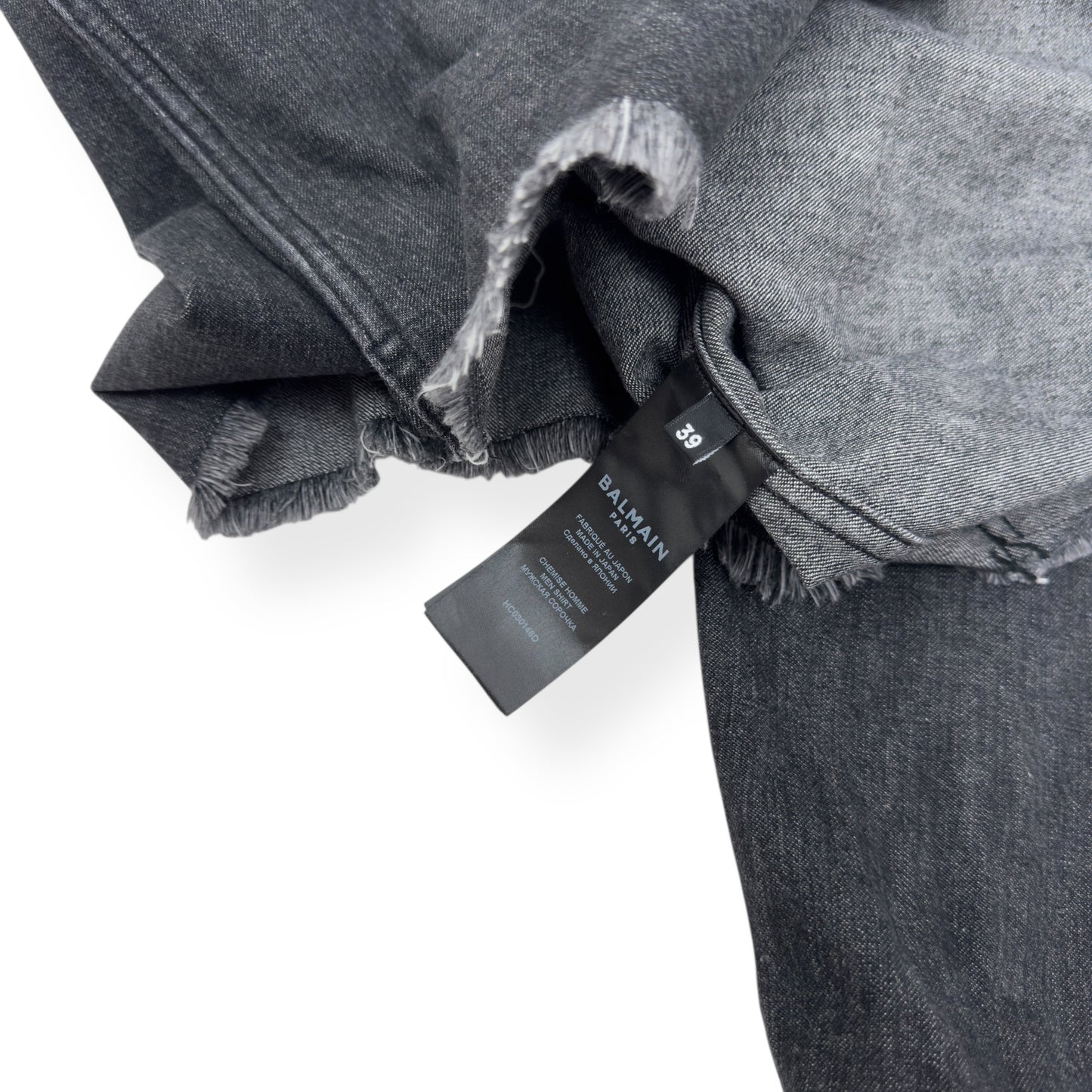 BALMAIN COTTON DENIM SHIRT BLACK / SILVER 39 / M