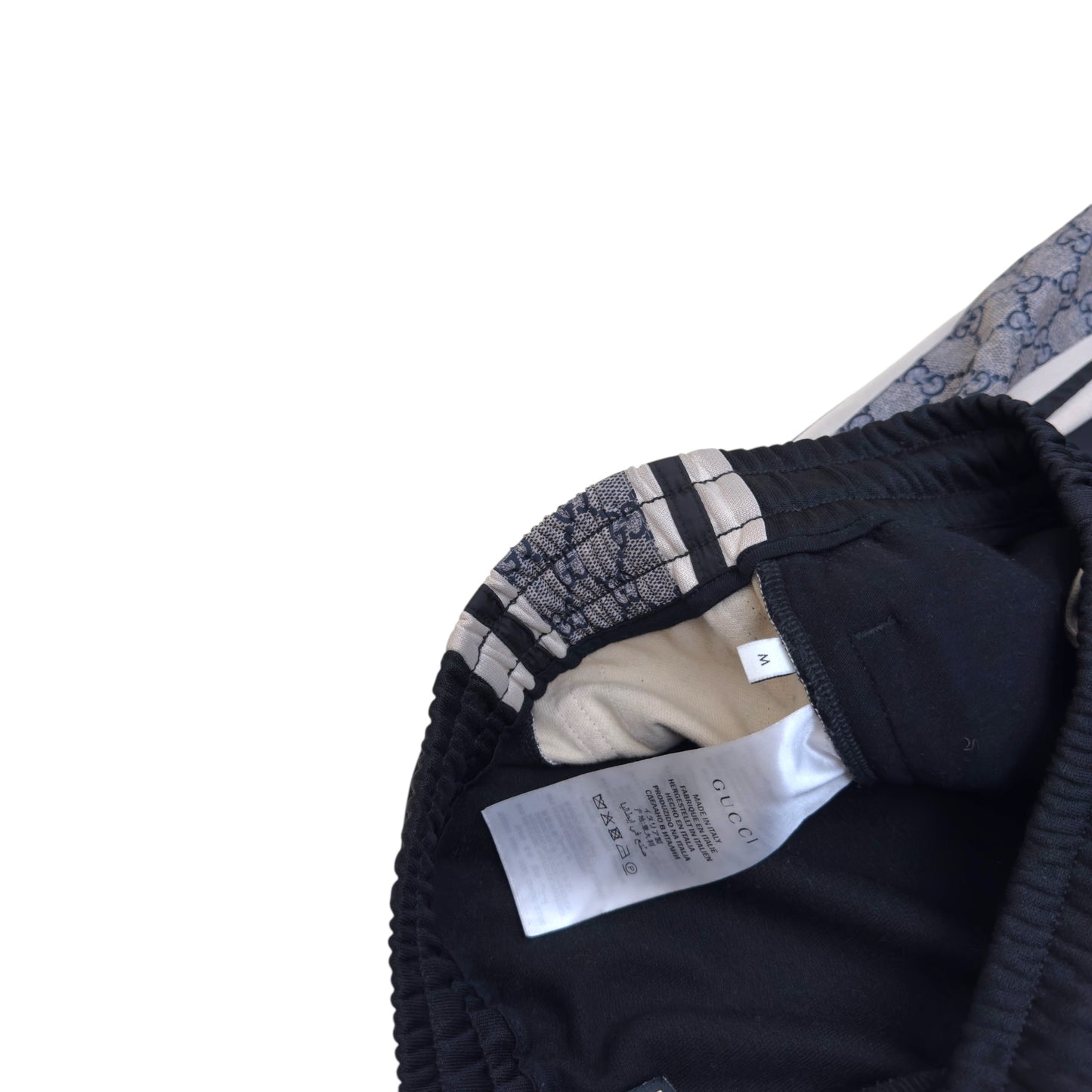 GUCCI TECHNICAL JERSEY TRACK PANTS BLACK / GREY M