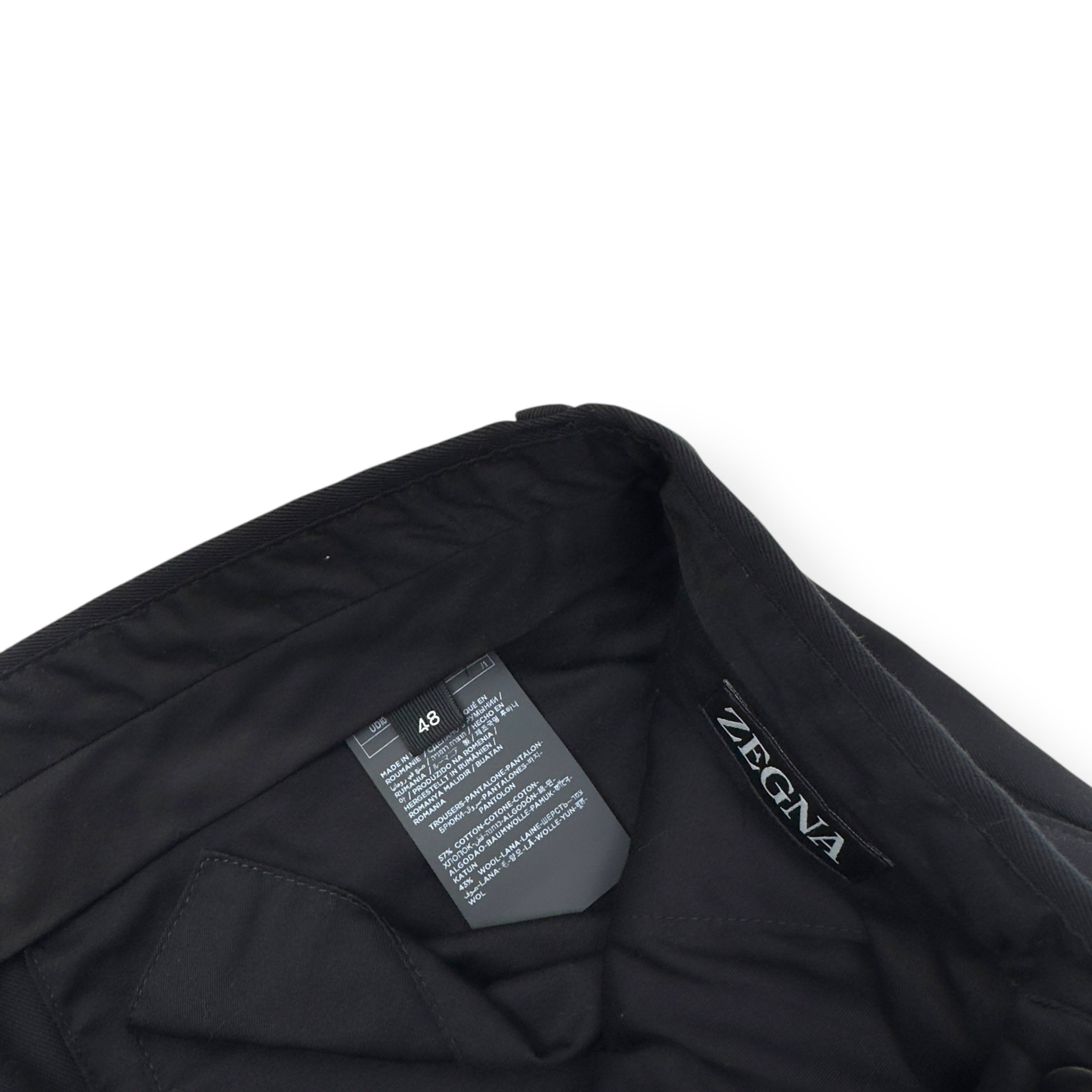 ZEGNA COTTON AND WOOL TROUSERS BLACK 48 / S
