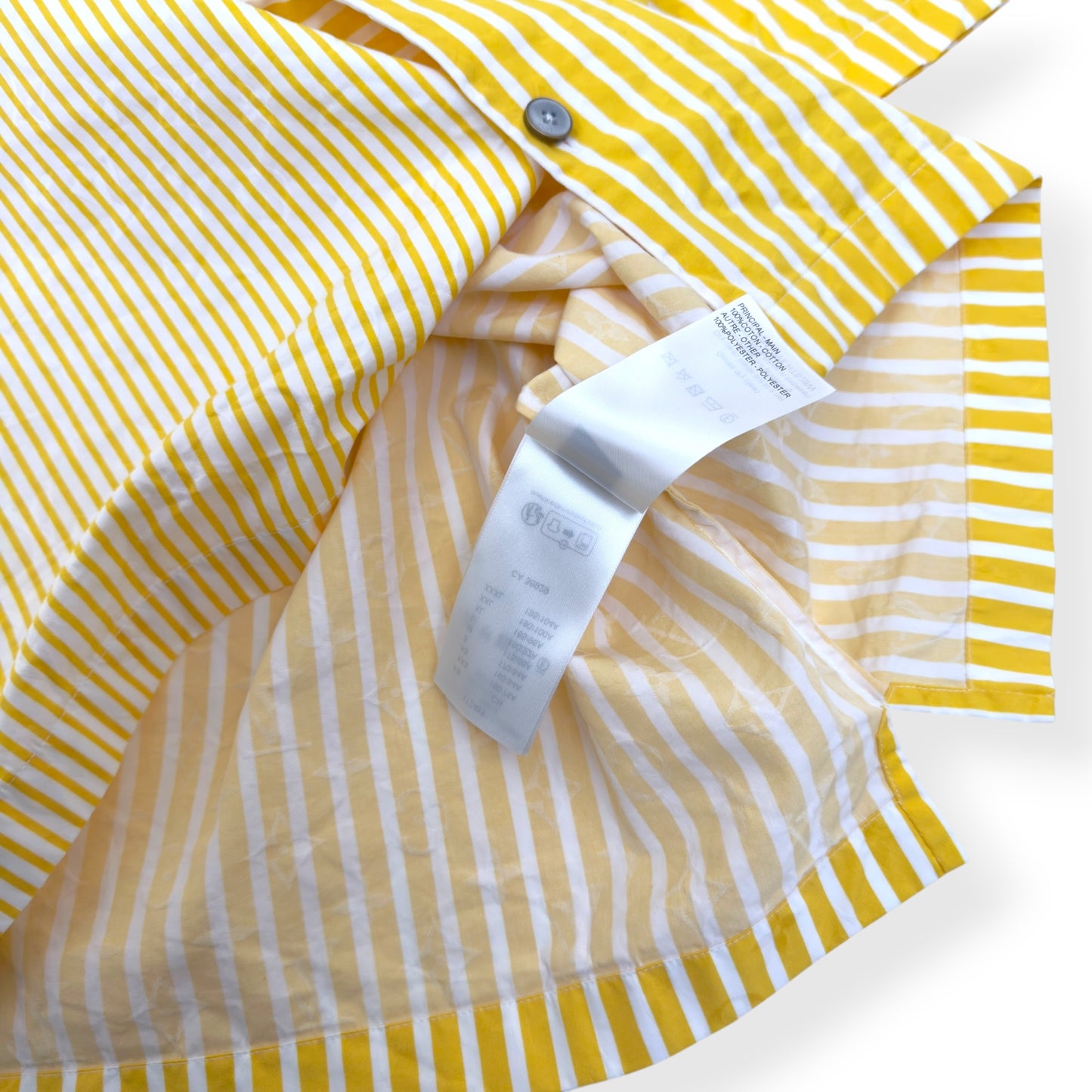 LOUIS VUITTON STRIPED PATCHWORK SHORT SLEEVE SHIRT YELLOW XL