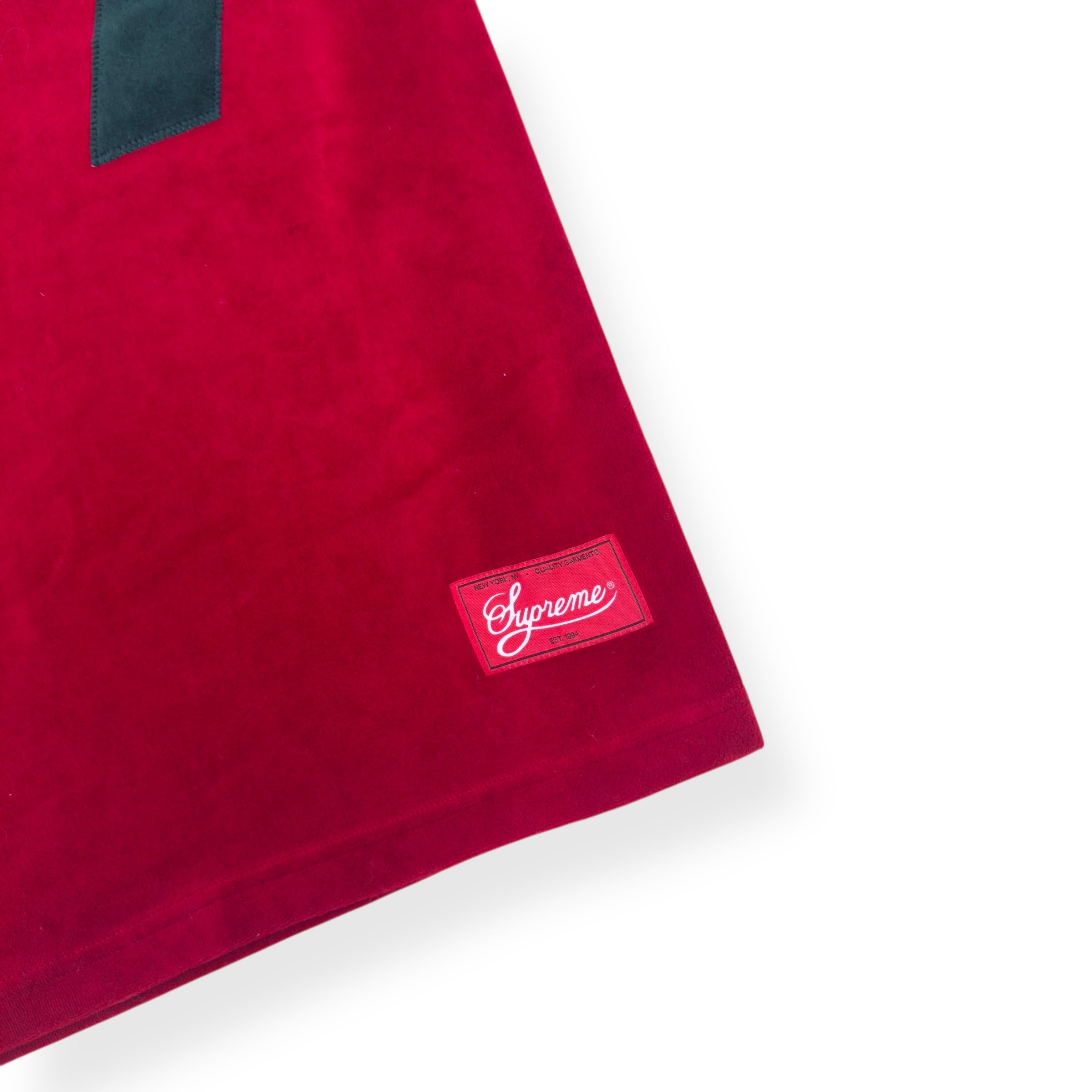 SUPREME VELOUR FOOTBALL JERSEY RED / GREEN L