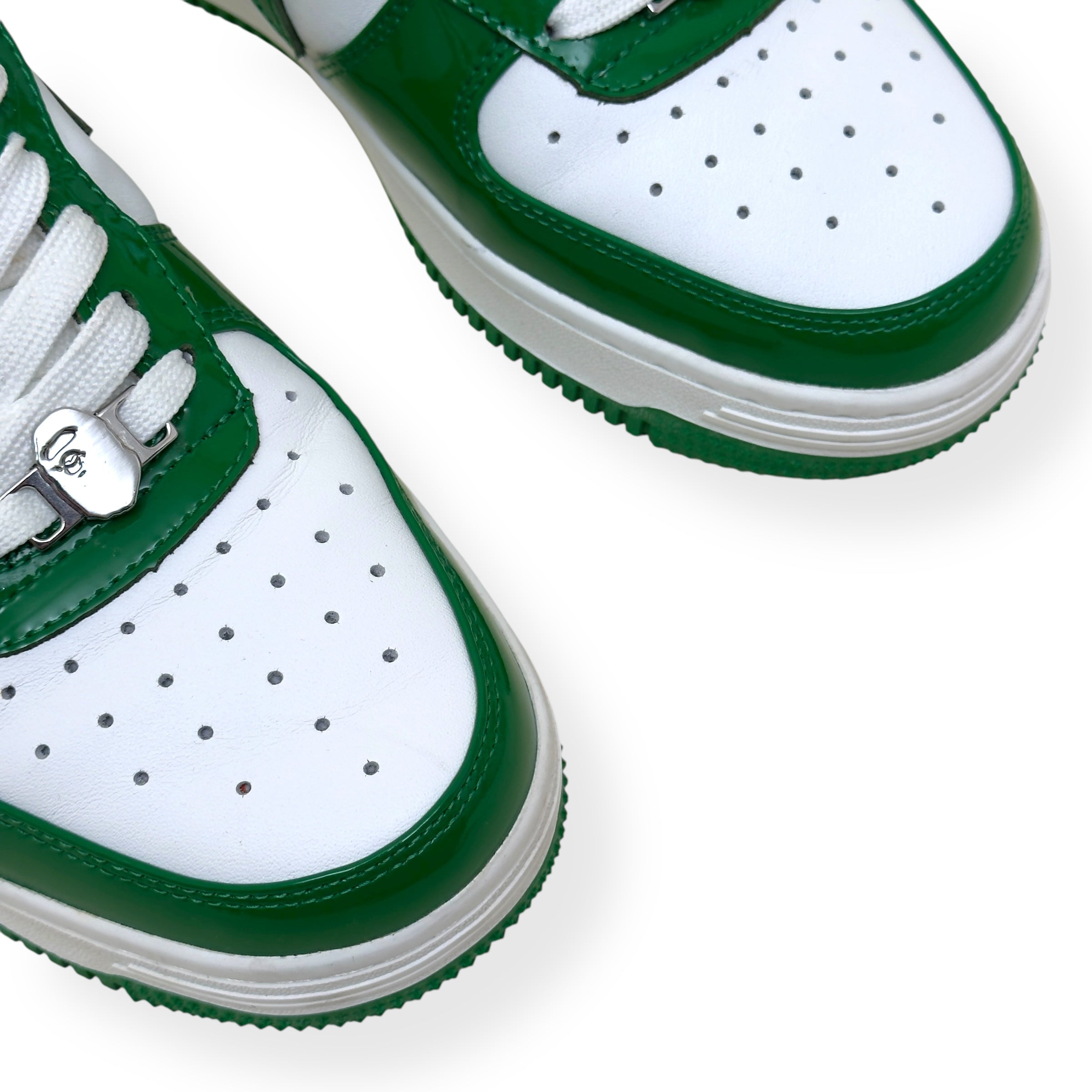 A BATHING APE BAPE STA LOW TOP SNEAKER GREEN / WHITE UK8.5
