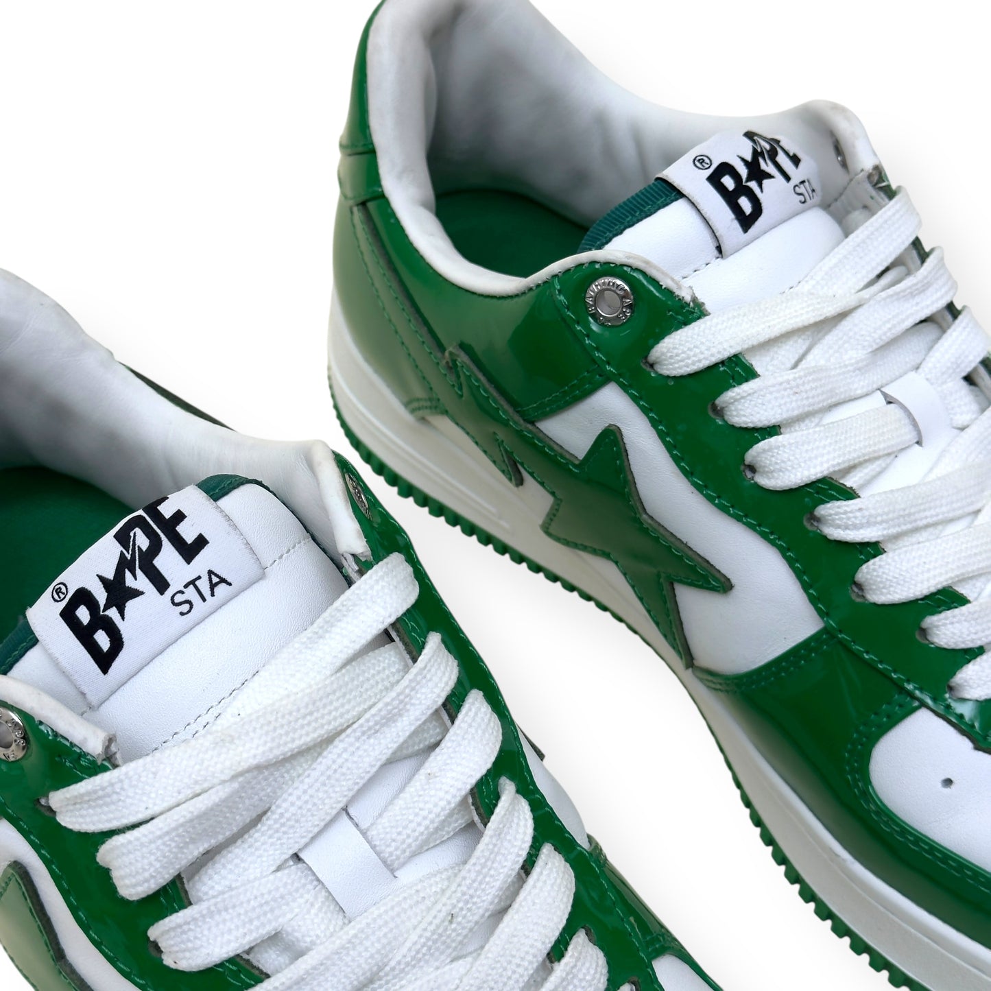 A BATHING APE BAPE STA LOW TOP SNEAKER GREEN / WHITE UK8.5