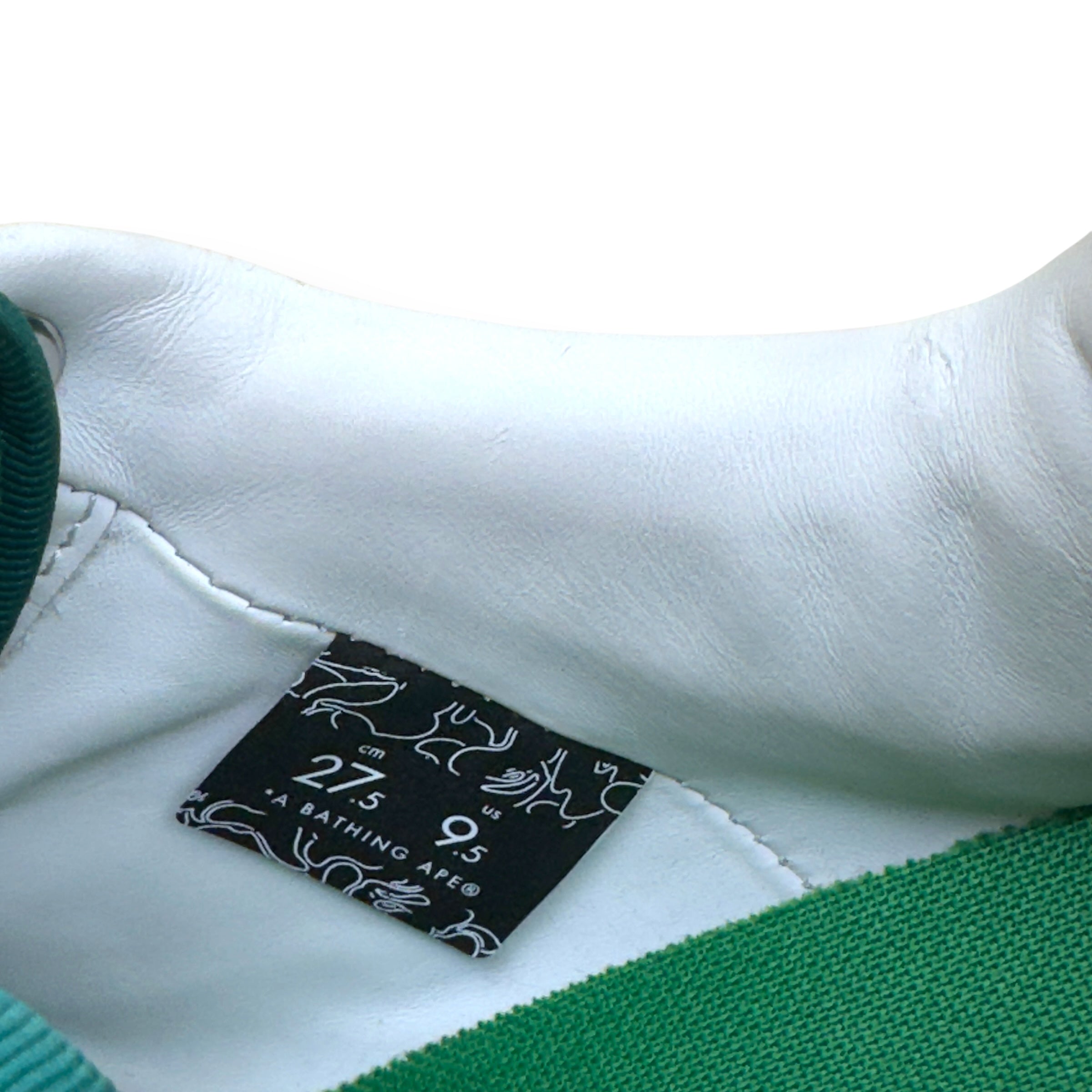 A BATHING APE BAPE STA LOW TOP SNEAKER GREEN / WHITE UK8.5