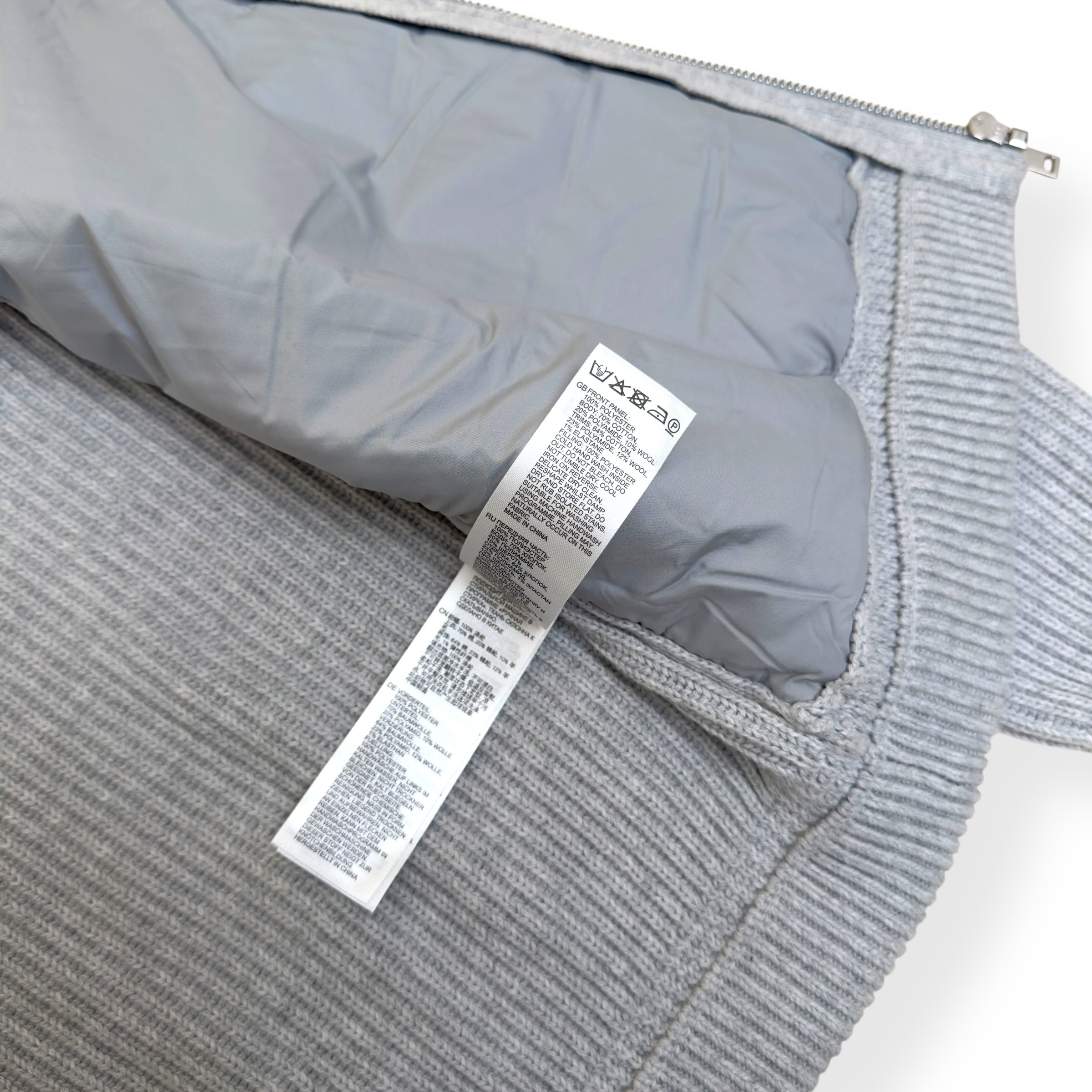 REISS TRAINER HYBRID QUILTED / RIBBED ZIP-THROUGH JACKET GREY S