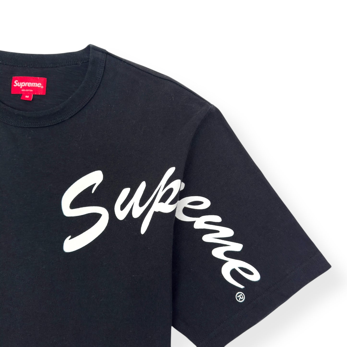 SUPREME SHOULDER ARC LOGO T-SHIRT BLACK / WHITE M