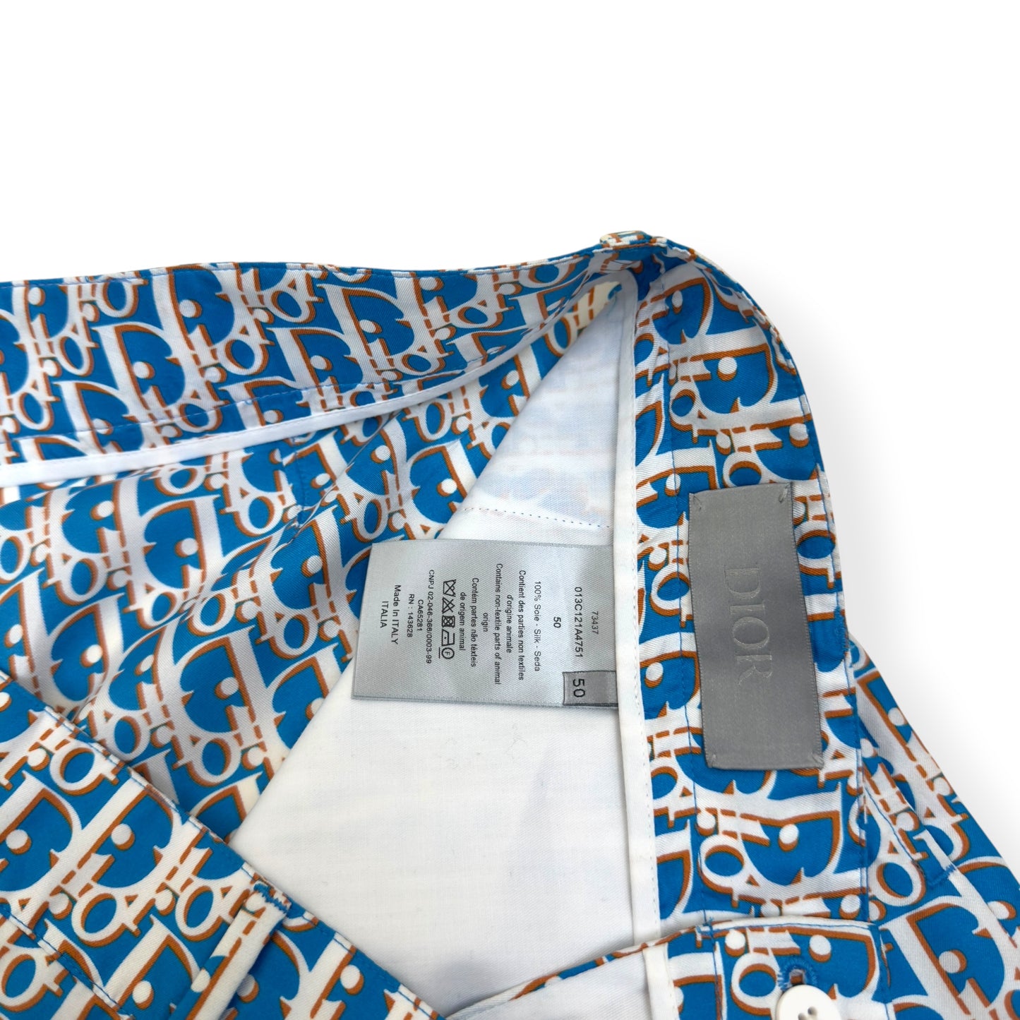 DIOR OBLIQUE SILK BERMUDA SHORTS BLUE 50 / L