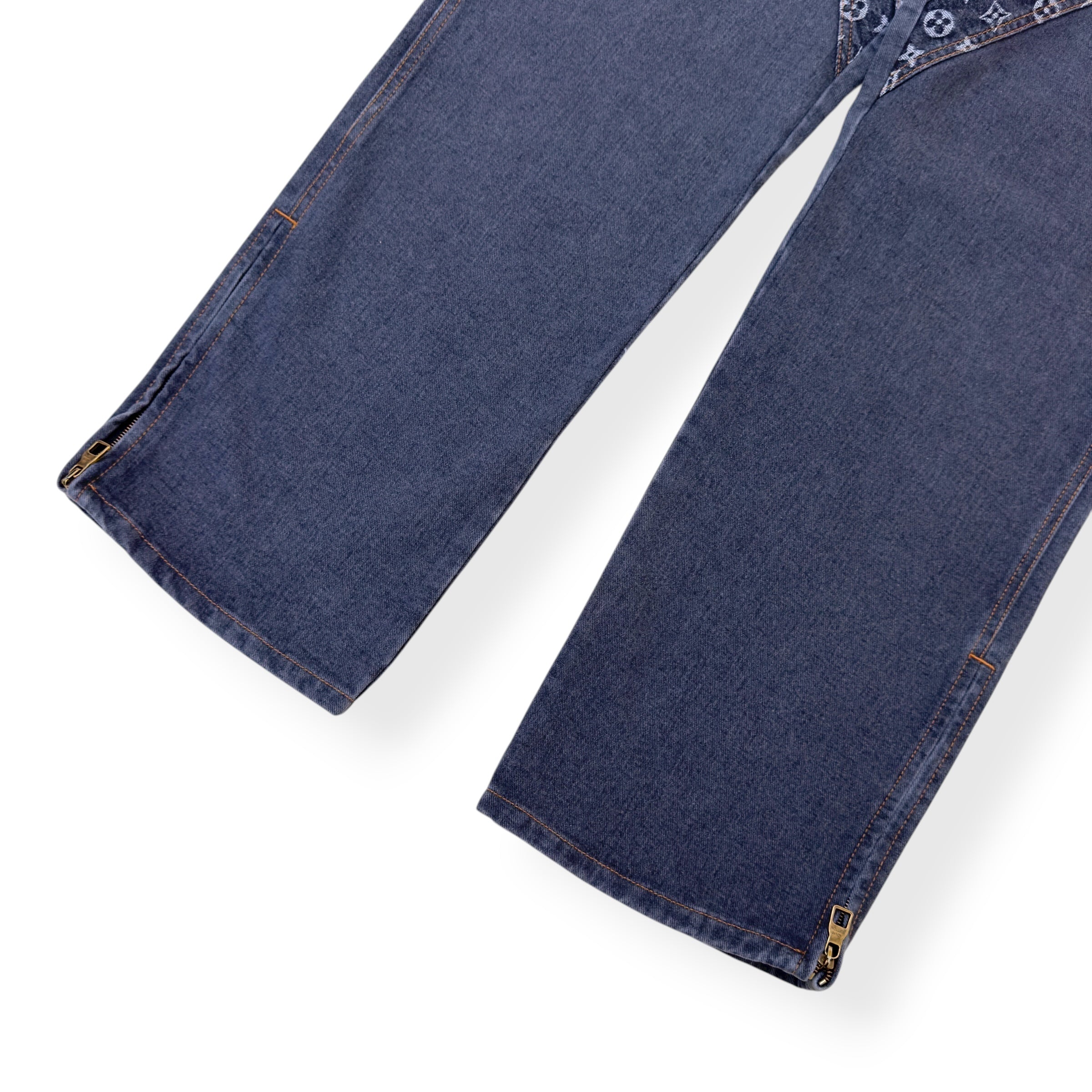 LOUIS VUITTON MONOGRAM FLOWER DENIM JEANS BLACK / GREY W34”