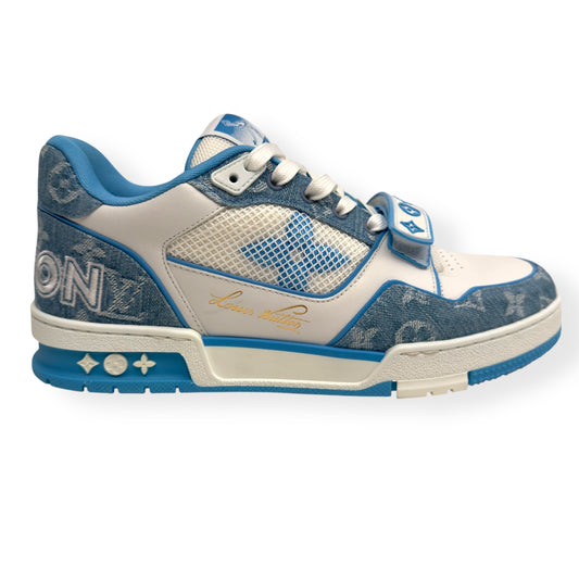 LOUIS VUITTON DENIM MONOGRAM LV TRAINER BLUE / WHITE UK7