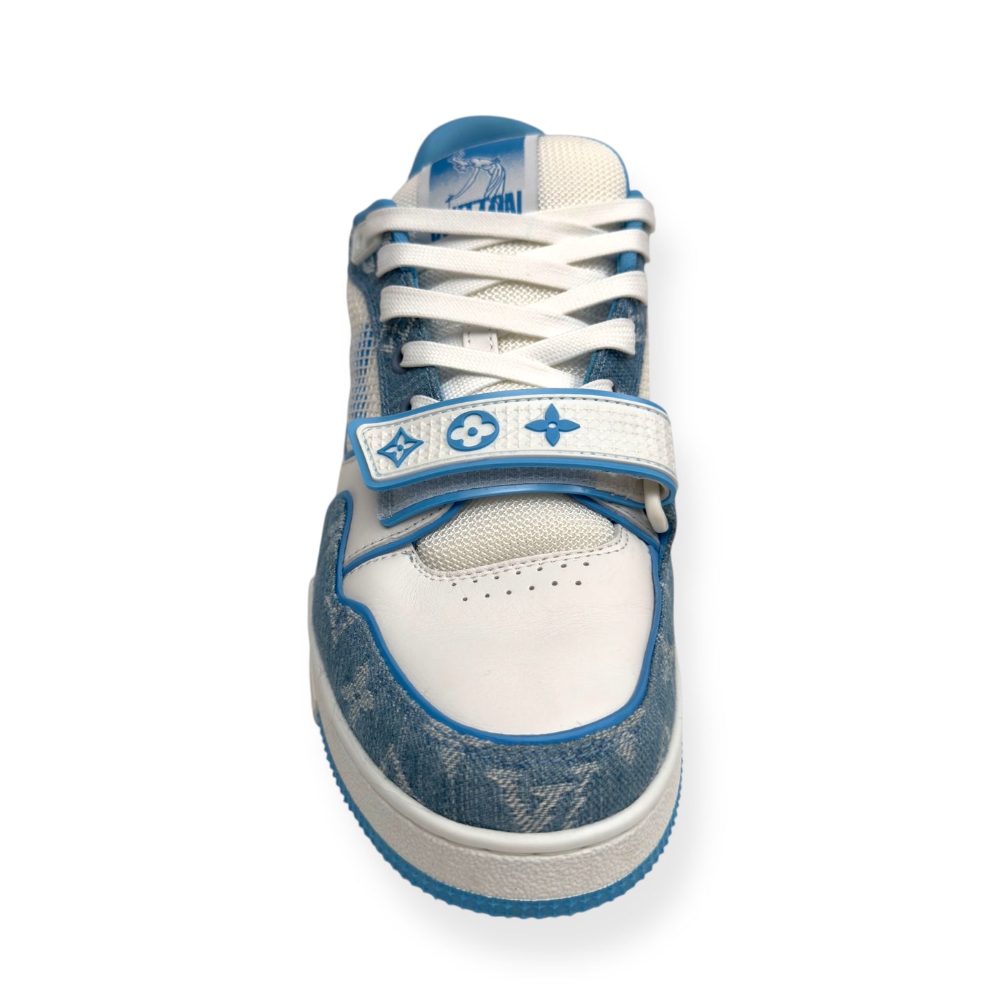 LOUIS VUITTON DENIM MONOGRAM LV TRAINER BLUE / WHITE UK7
