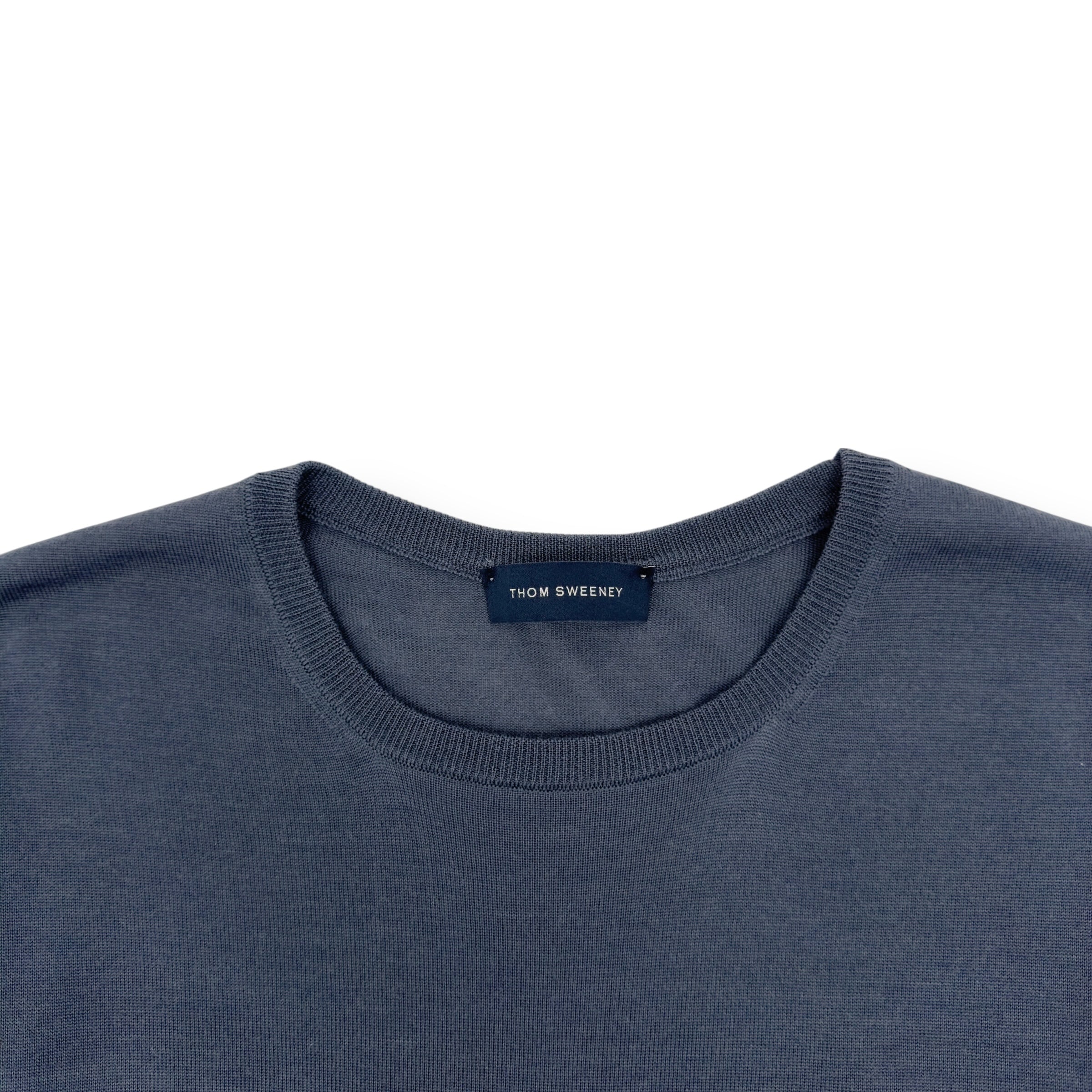 THOM SWEENEY MERINO WOOL SWEATER SLATE BLUE L