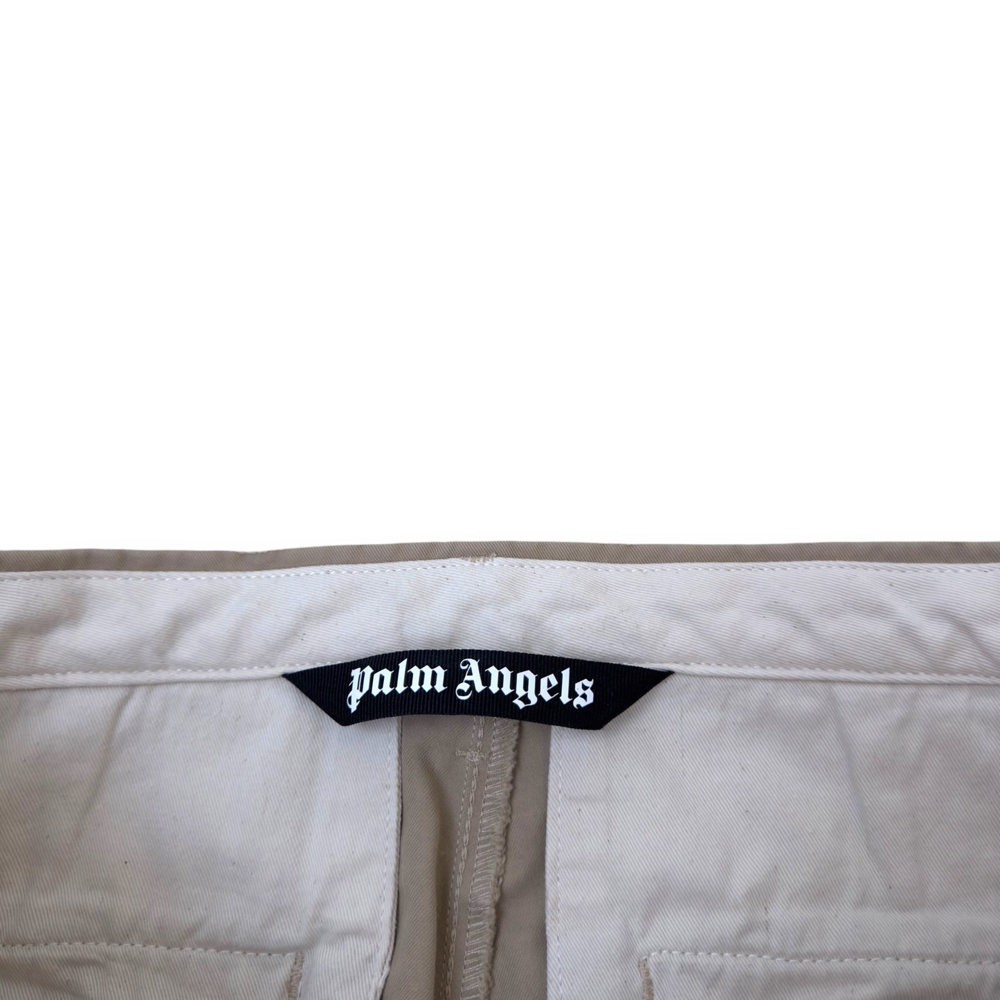 PALM ANGELS SEASONAL LOGO CHINO TROUSERS BEIGE / BLACK L