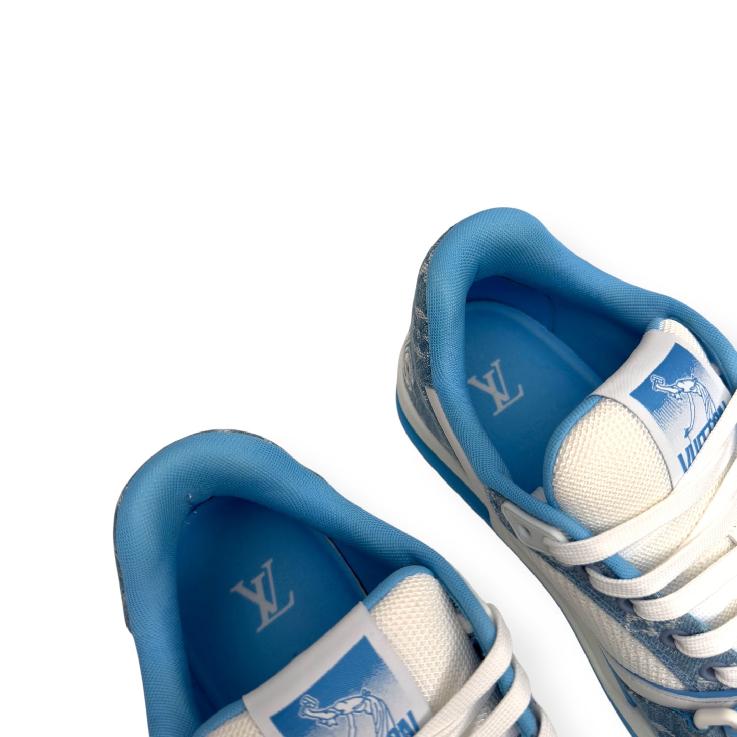 LOUIS VUITTON DENIM MONOGRAM LV TRAINER BLUE / WHITE UK7