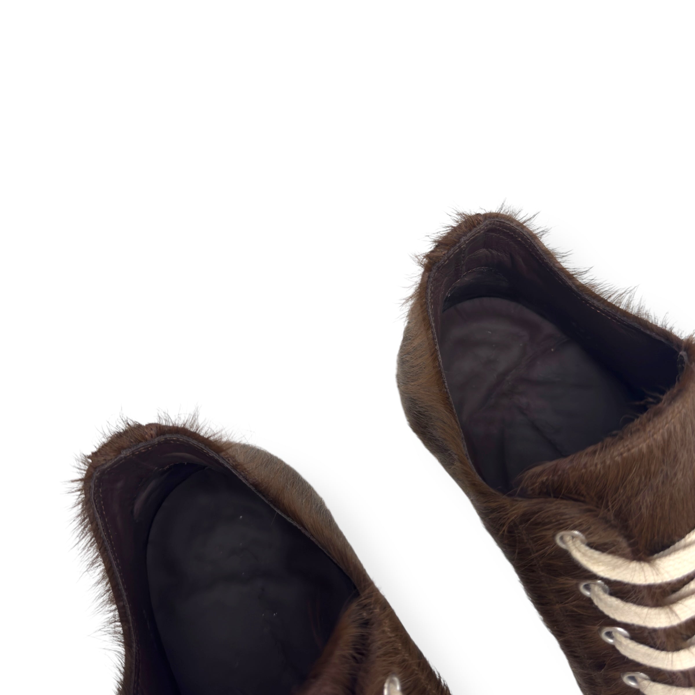 RICK OWENS PONY HAIR LOW TOP SNEAKER BROWN 41.5 / UK7.5
